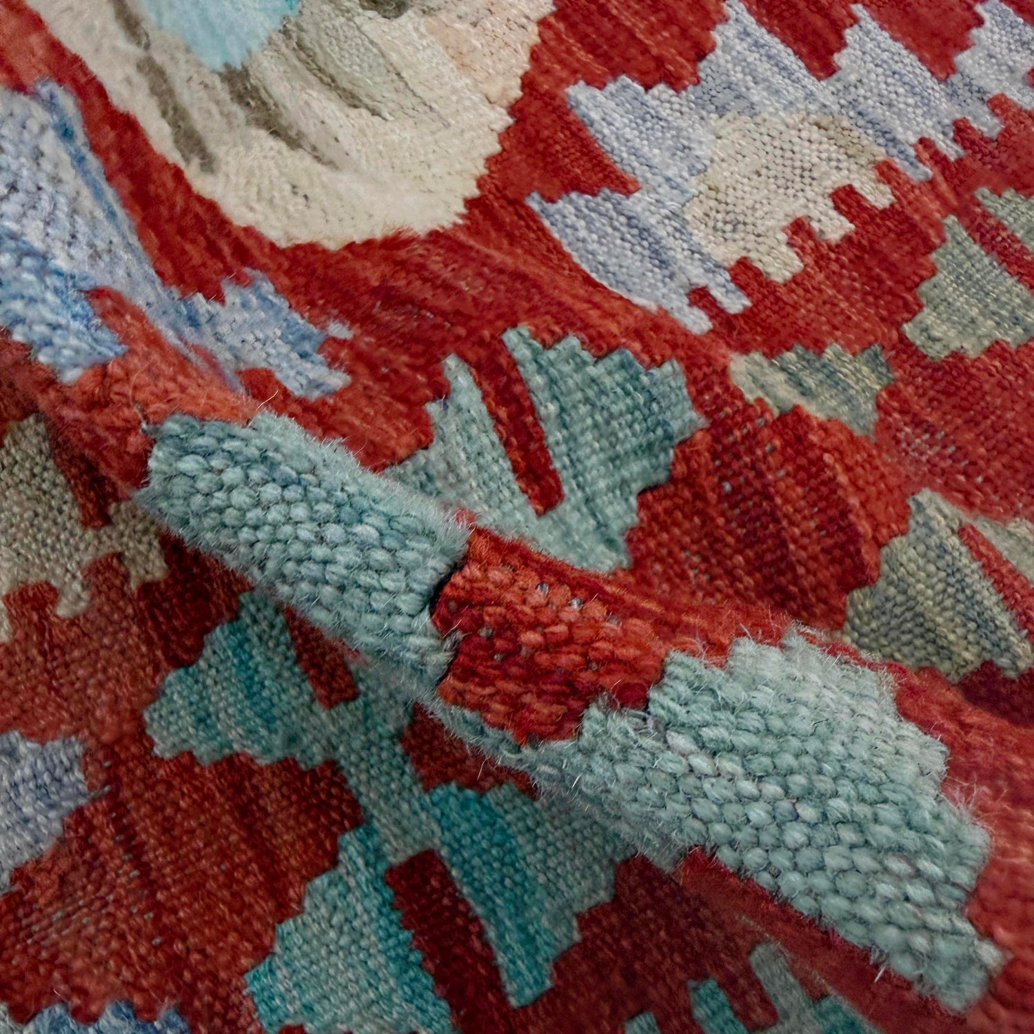 Hand Knotted Afghan Style Kilim Runner 2' 8" x 6' 3" ft / 81 x 190 cm - No. R38808