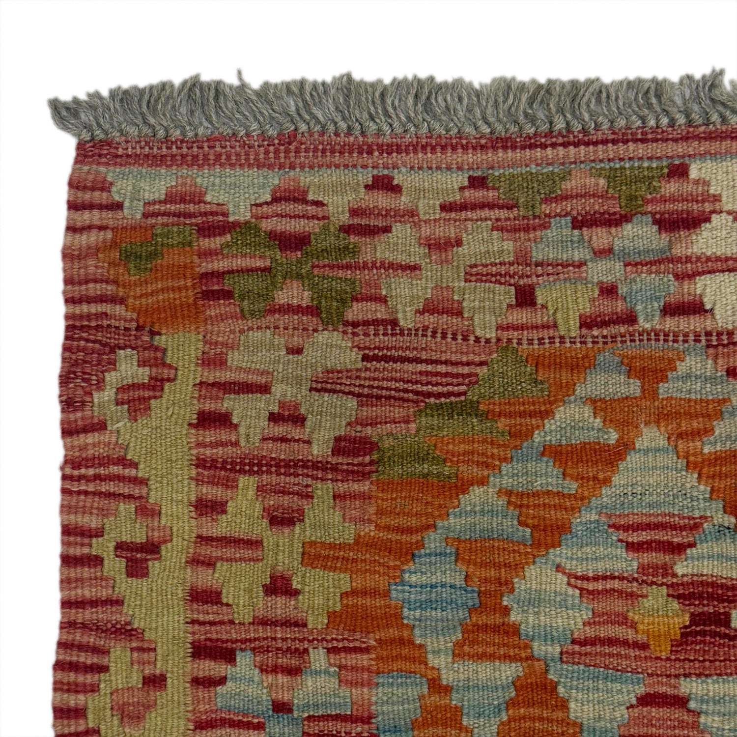 Hand Knotted Afghan Style Kilim 4' 4" x 7' 2" ft / 131 x 218 cm - No. R38812