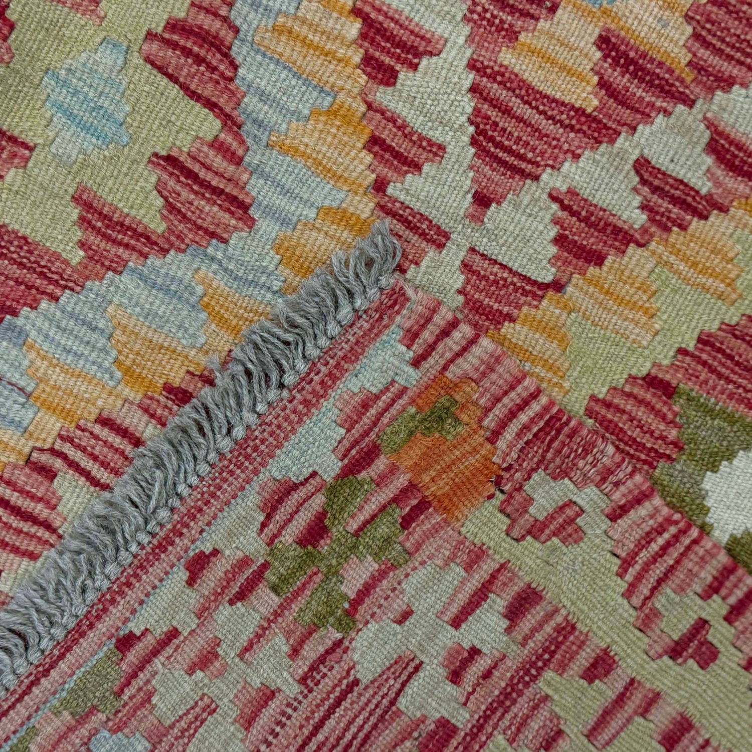 Hand Knotted Afghan Style Kilim 4' 4" x 7' 2" ft / 131 x 218 cm - No. R38812