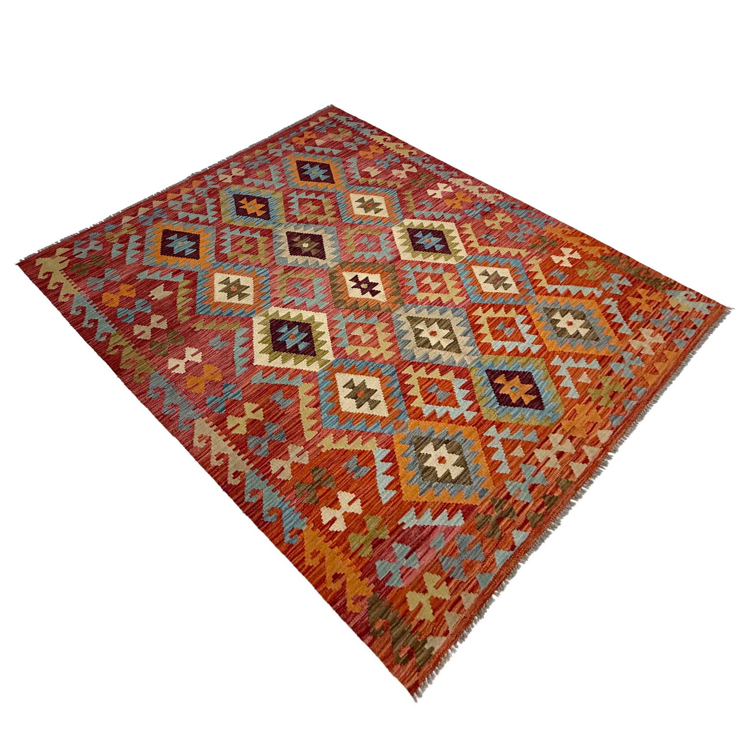 Handmade Turkish Design Wool Kilim 5' 3" x 6' 8" ft / 159 x 202 cm - No. R38814