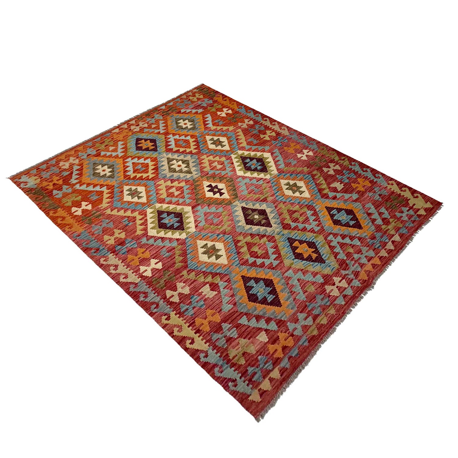 Handmade Turkish Design Wool Kilim 5' 3" x 6' 8" ft / 159 x 202 cm - No. R38814