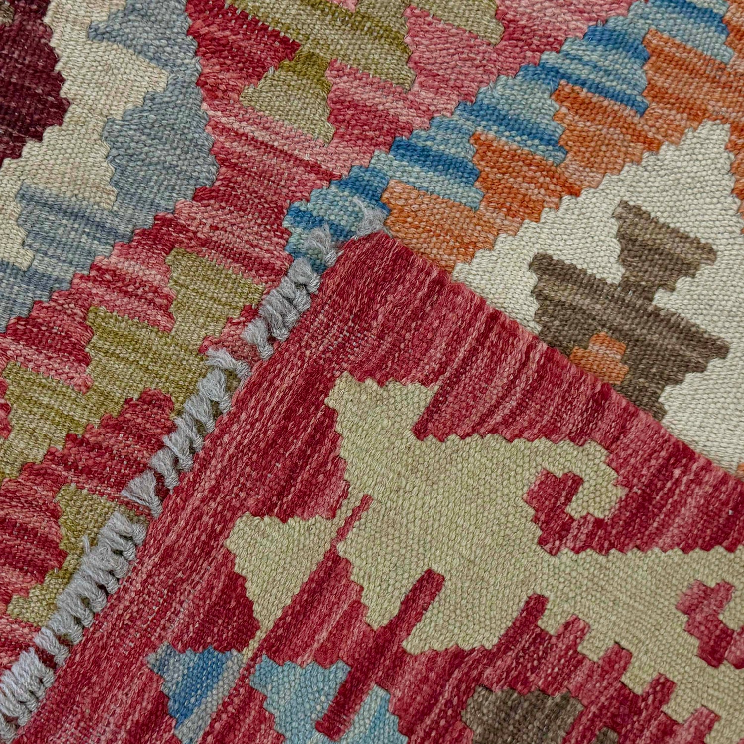 Handmade Turkish Design Wool Kilim 5' 3" x 6' 8" ft / 159 x 202 cm - No. R38814