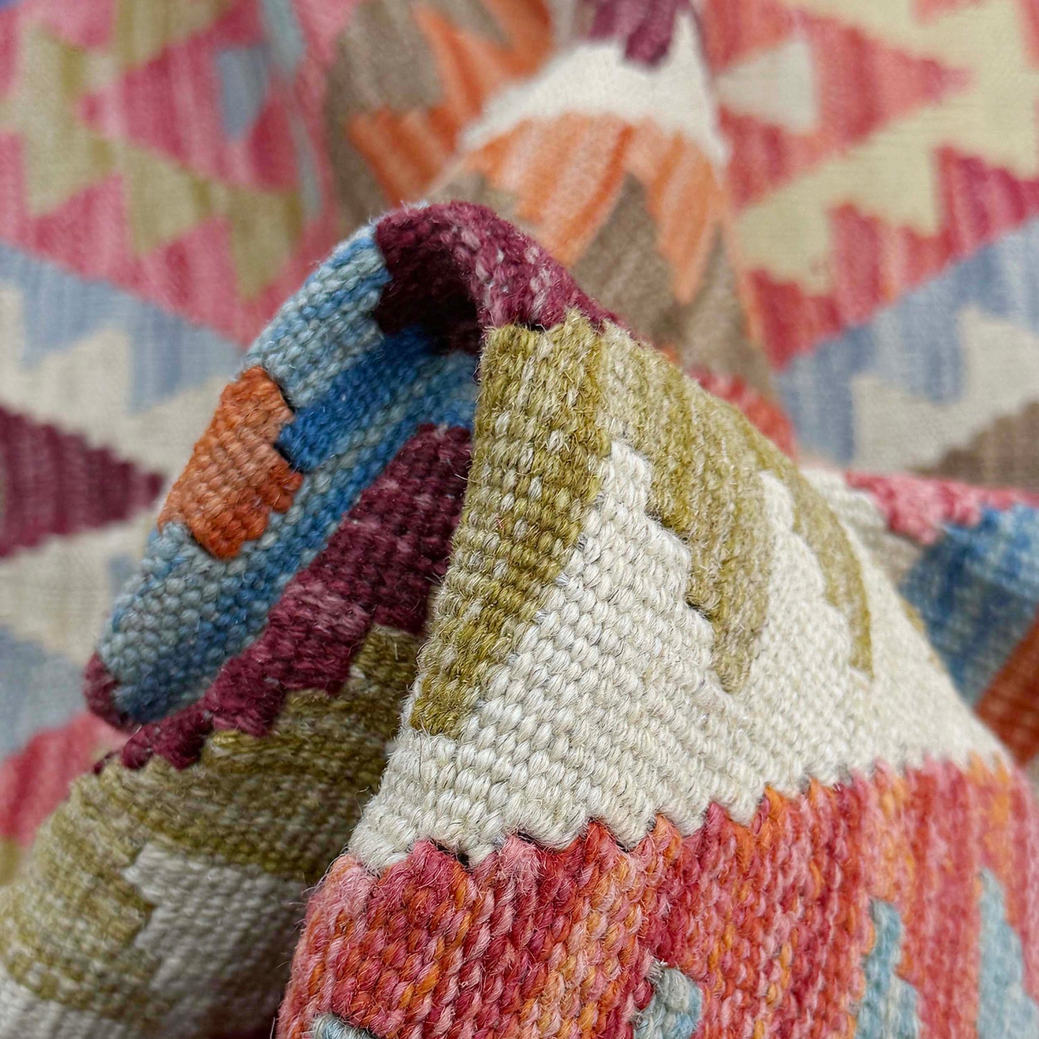 Handmade Turkish Design Wool Kilim 5' 3" x 6' 8" ft / 159 x 202 cm - No. R38814