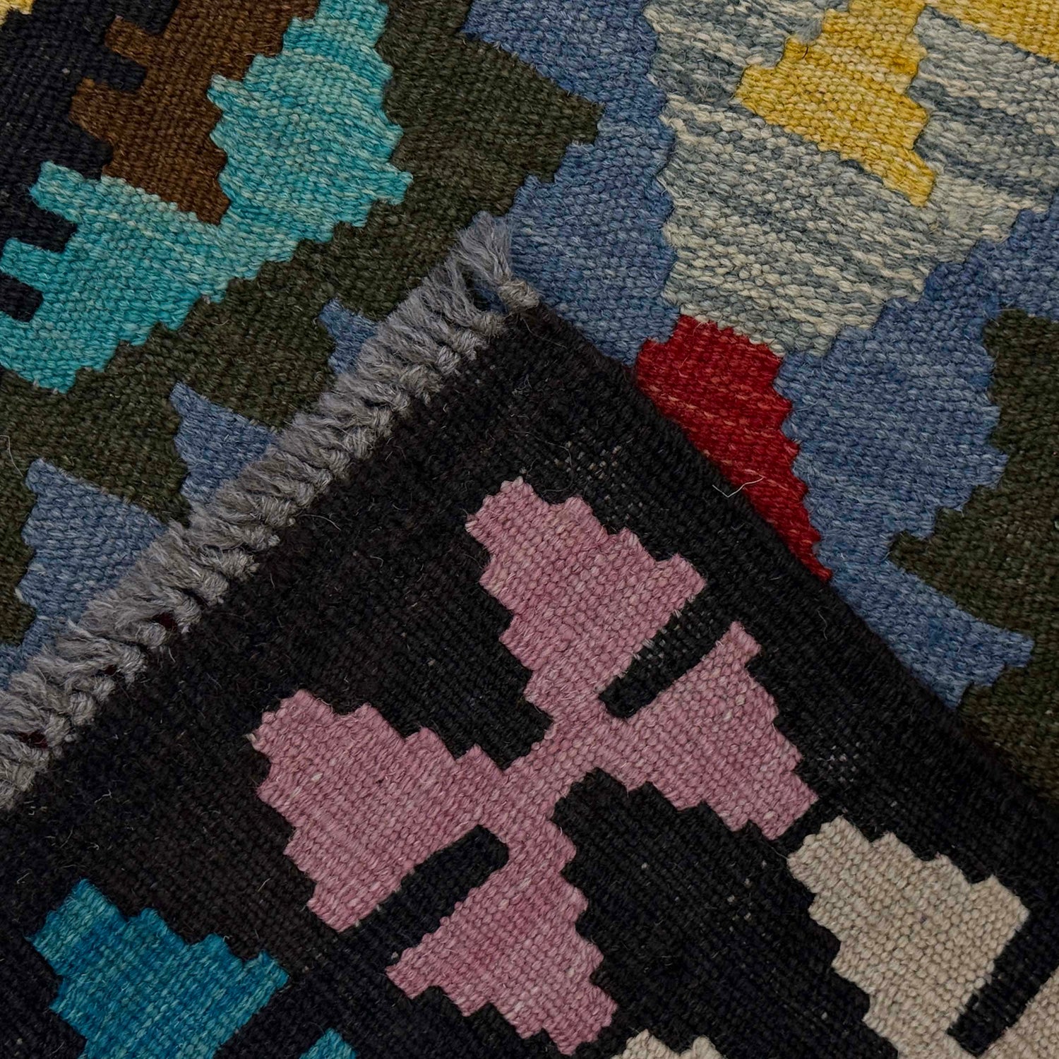 Hand Knotted Afghan Style Kilim Runner 2' 2" x 6' 6" ft / 67 x 197 cm - No. R38817