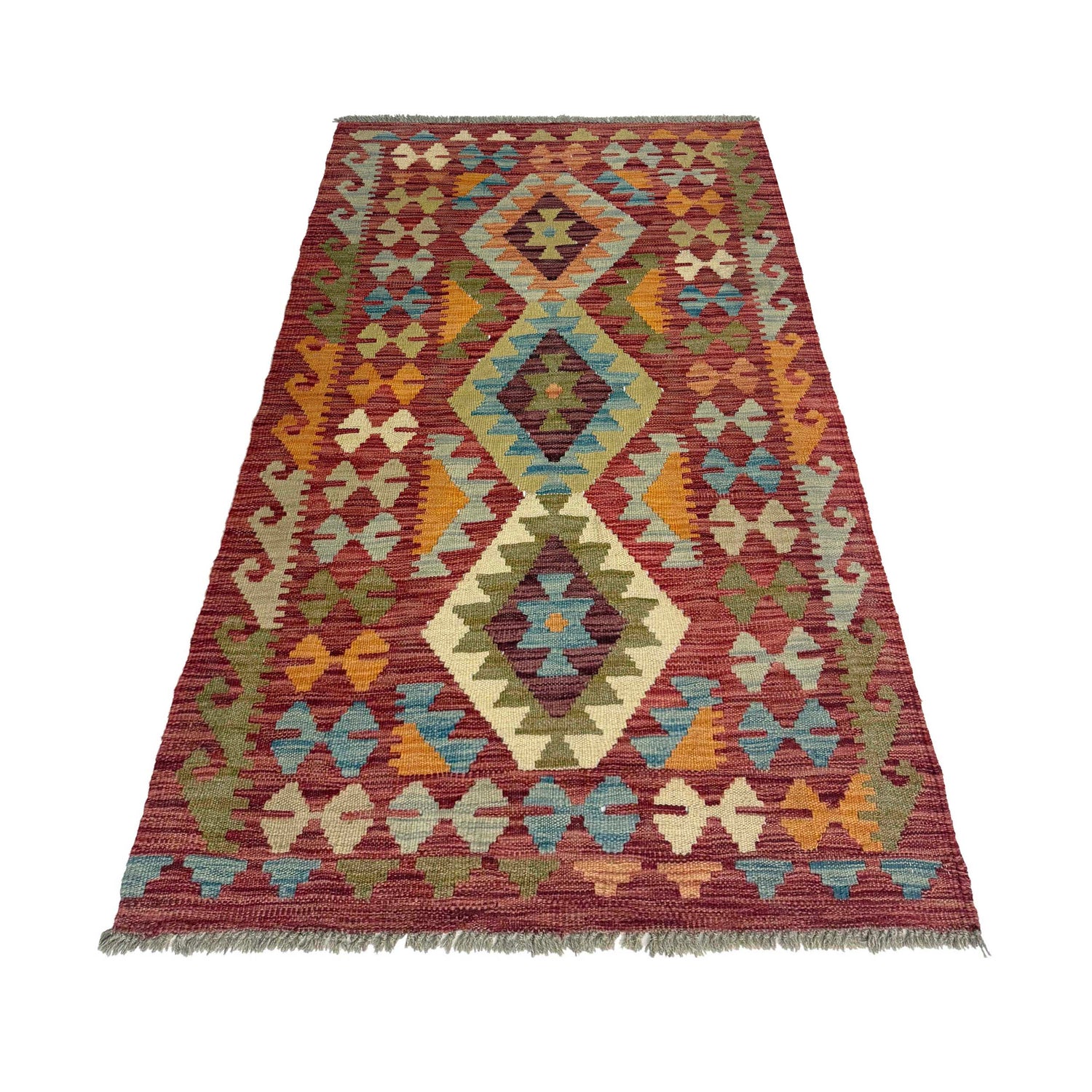 Hand Woven Wool Kelim 2' 10" x 4' 11" ft / 86 x 150 cm - No. R38819
