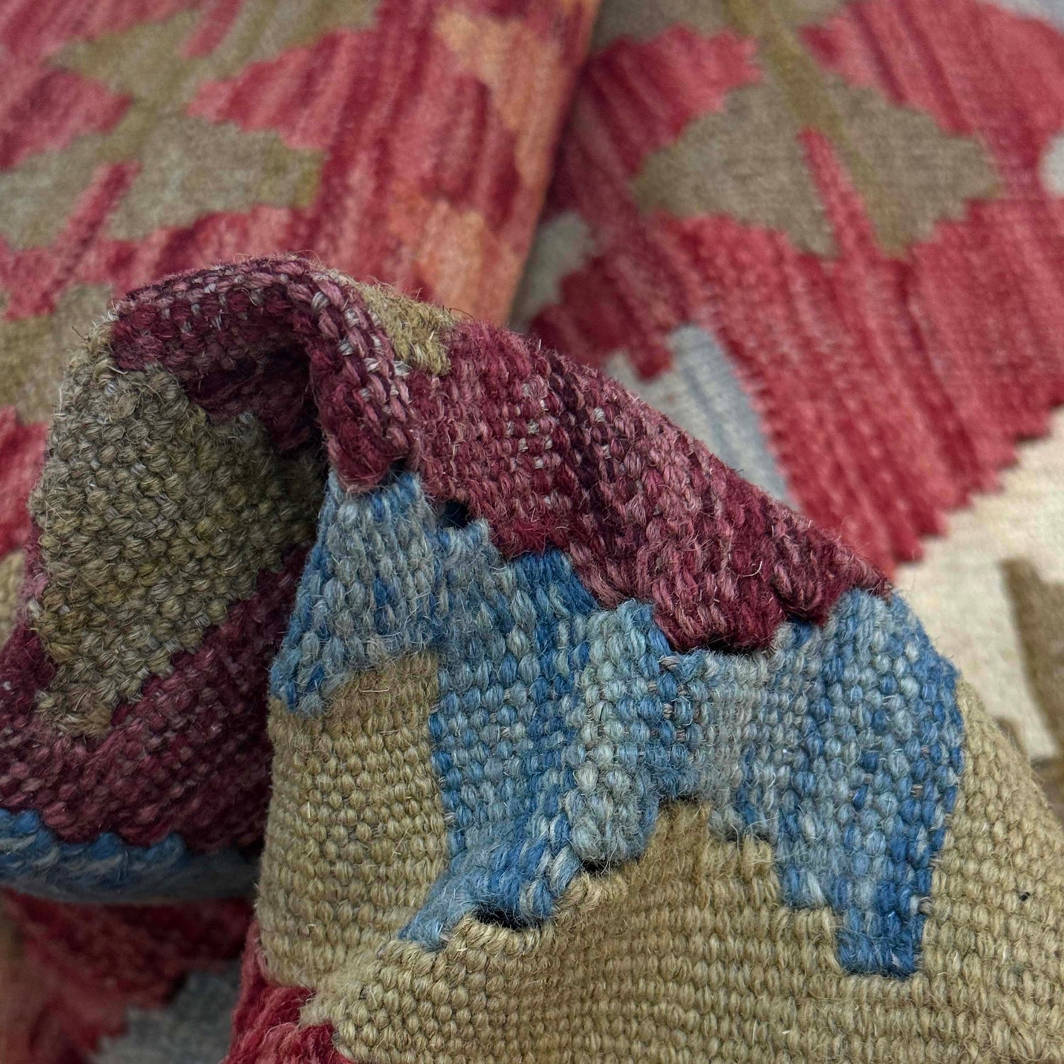 Hand Woven Wool Kelim 2' 10" x 4' 11" ft / 86 x 150 cm - No. R38819