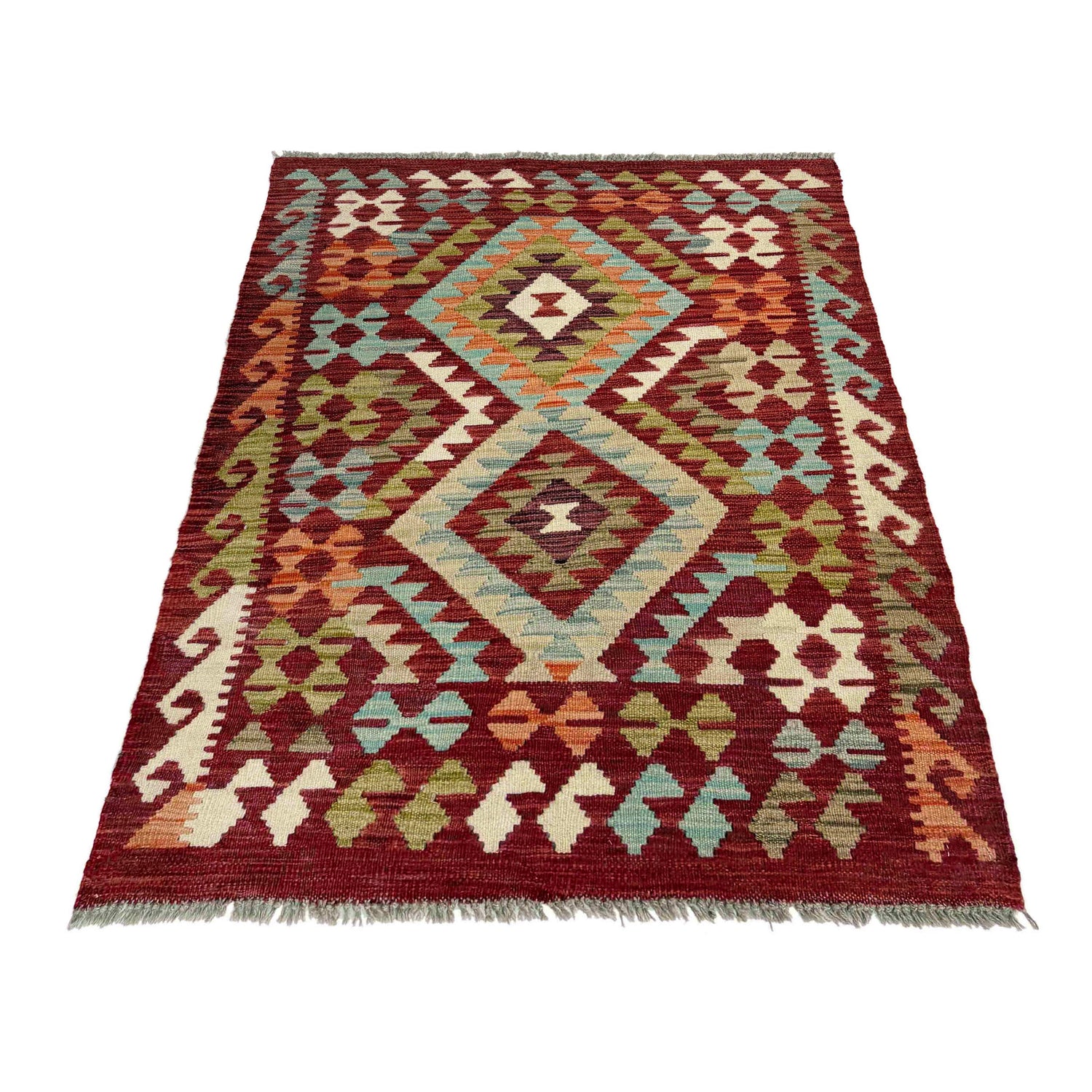Hand Knotted Afghan Style Kilim 2' 9" x 4' 2" ft / 85 x 126 cm - No. R38821