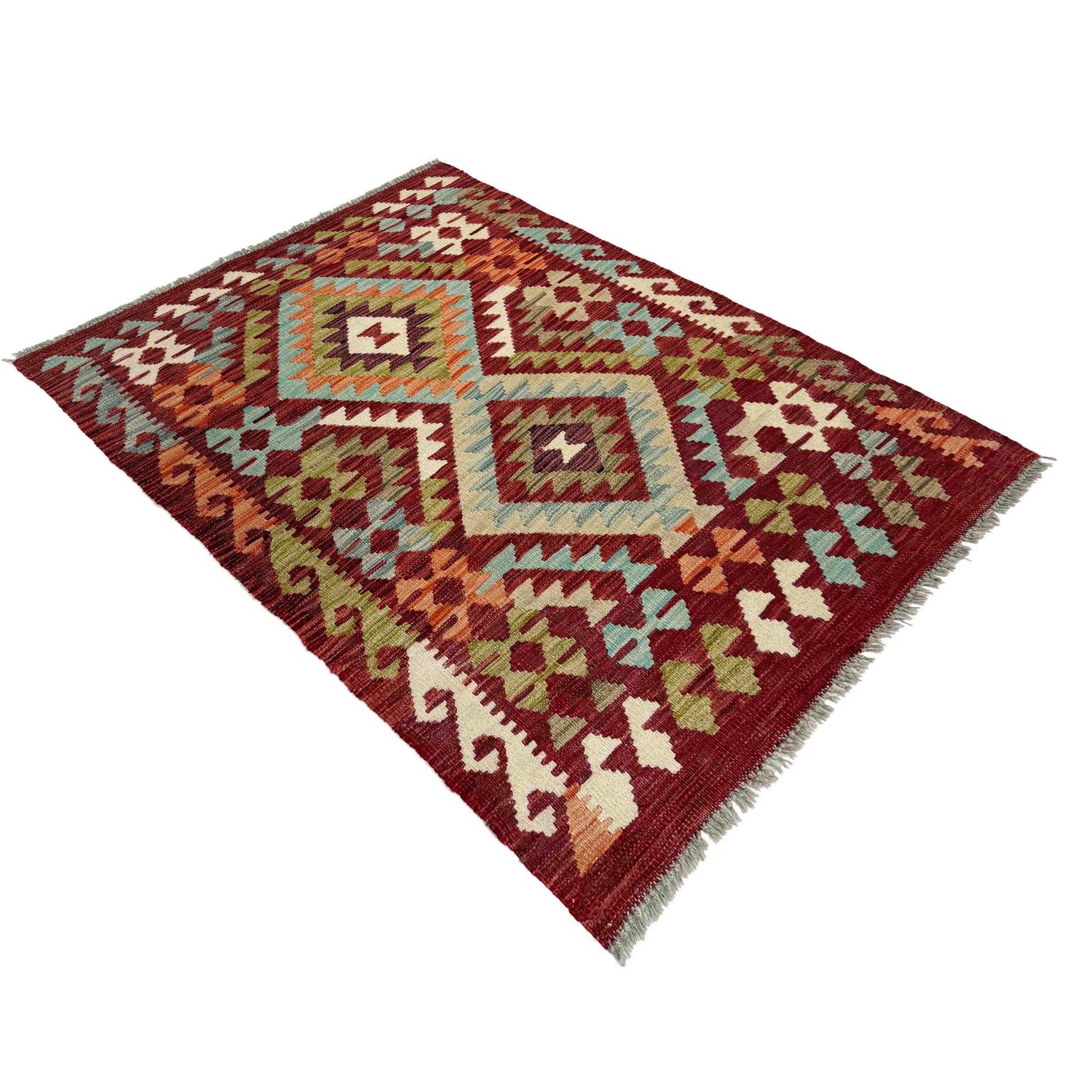 Hand Knotted Afghan Style Kilim 2' 9" x 4' 2" ft / 85 x 126 cm - No. R38821