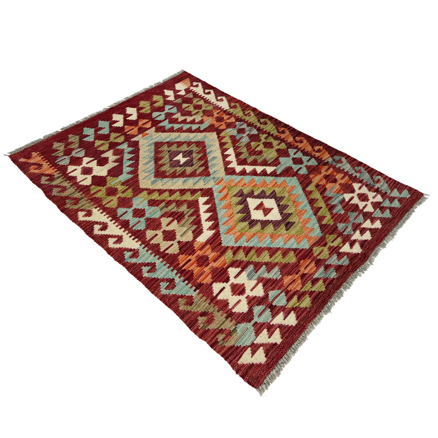 Hand Knotted Afghan Style Kilim 2' 9" x 4' 2" ft / 85 x 126 cm - No. R38821