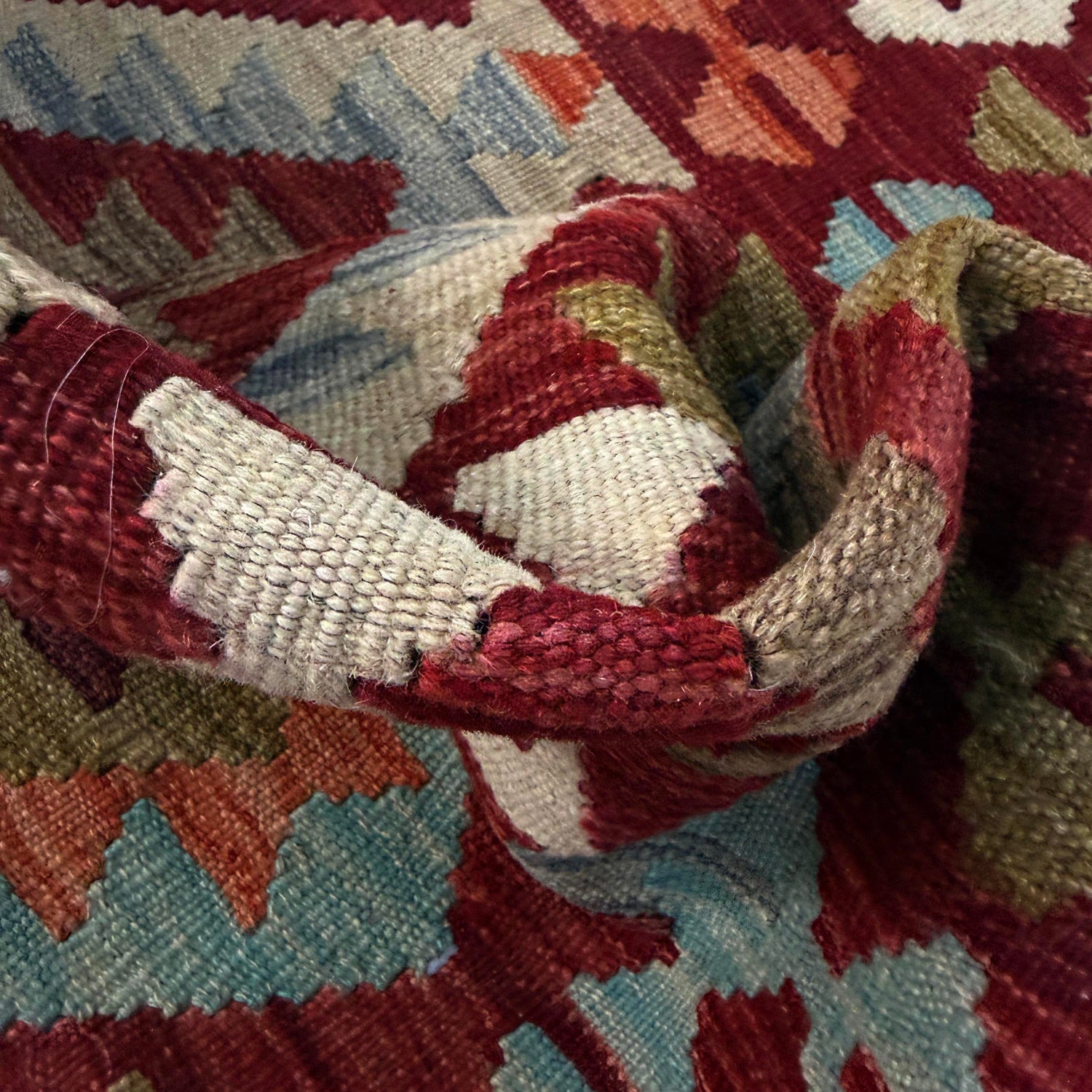 Hand Knotted Afghan Style Kilim 2' 9" x 4' 2" ft / 85 x 126 cm - No. R38821