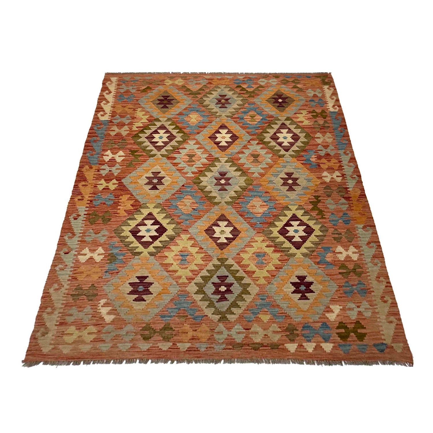 Hand Knotted Flatweave Kilim 4' 5" x 6' 7" ft / 135 x 200 cm - No. R38823