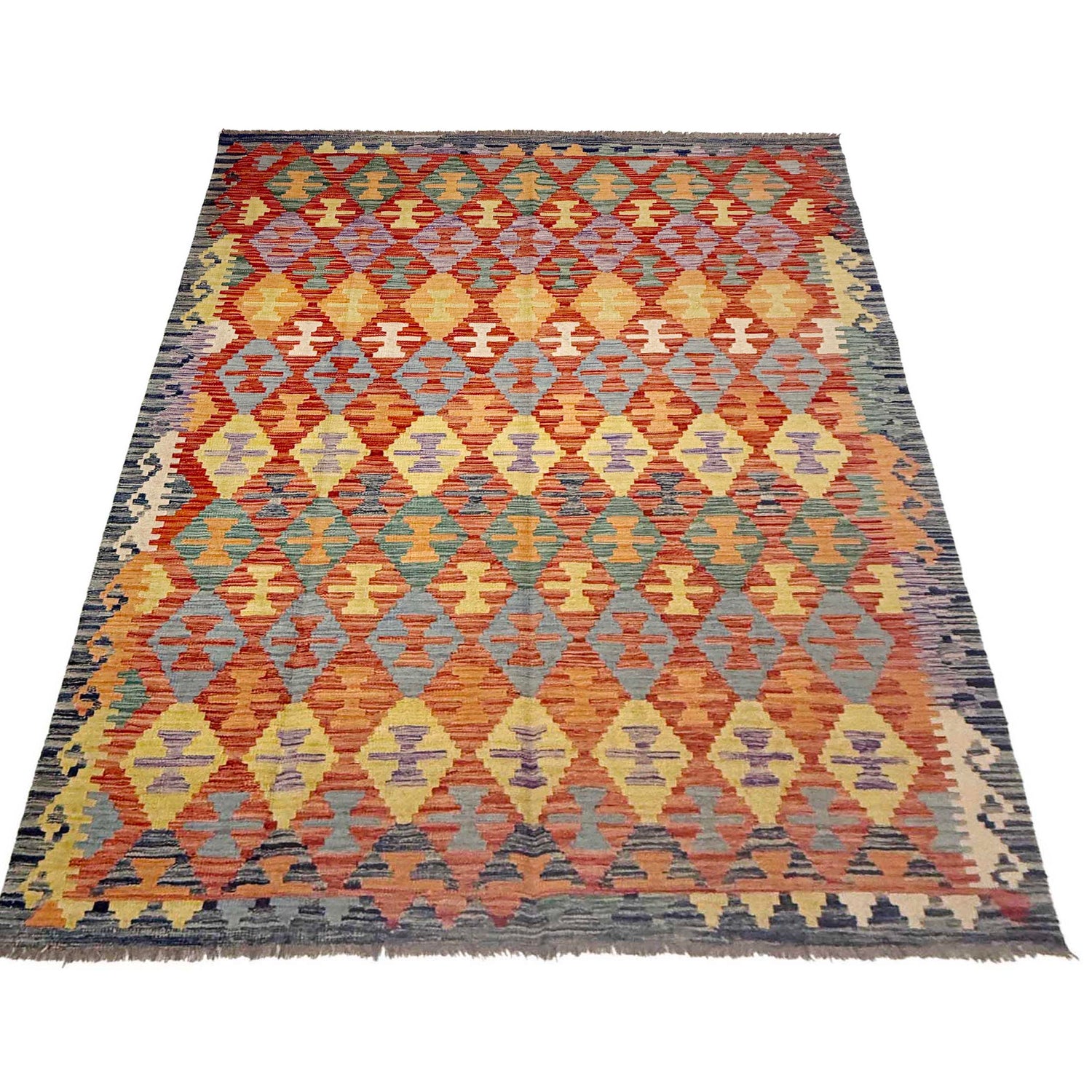 Handmade Vegetable Kelim 6' 0" x 8' 1" ft / 182 x 247 cm - No. R38940