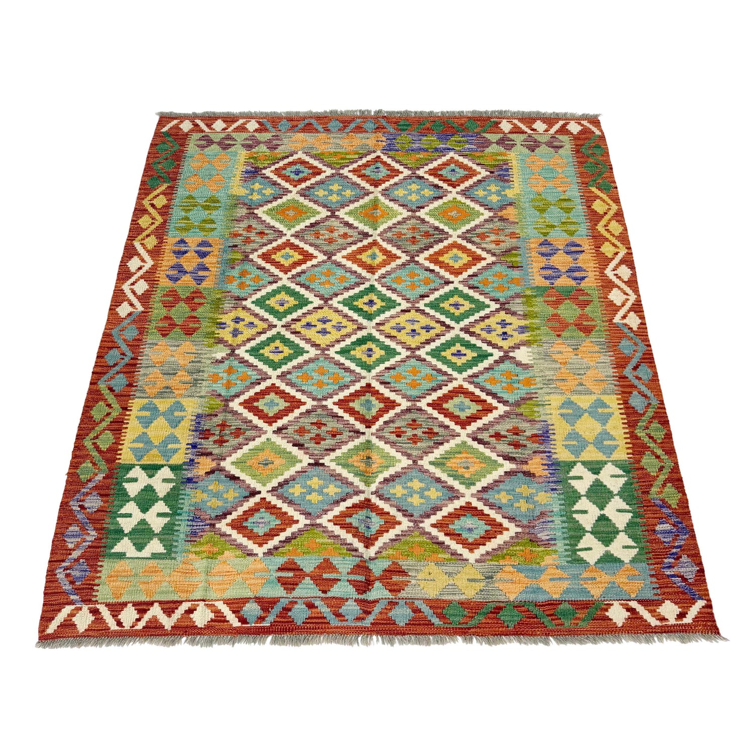 Hand Knotted Flatweave Kilim 5' 1" x 6' 4" ft / 155 x 194 cm - No. R38947