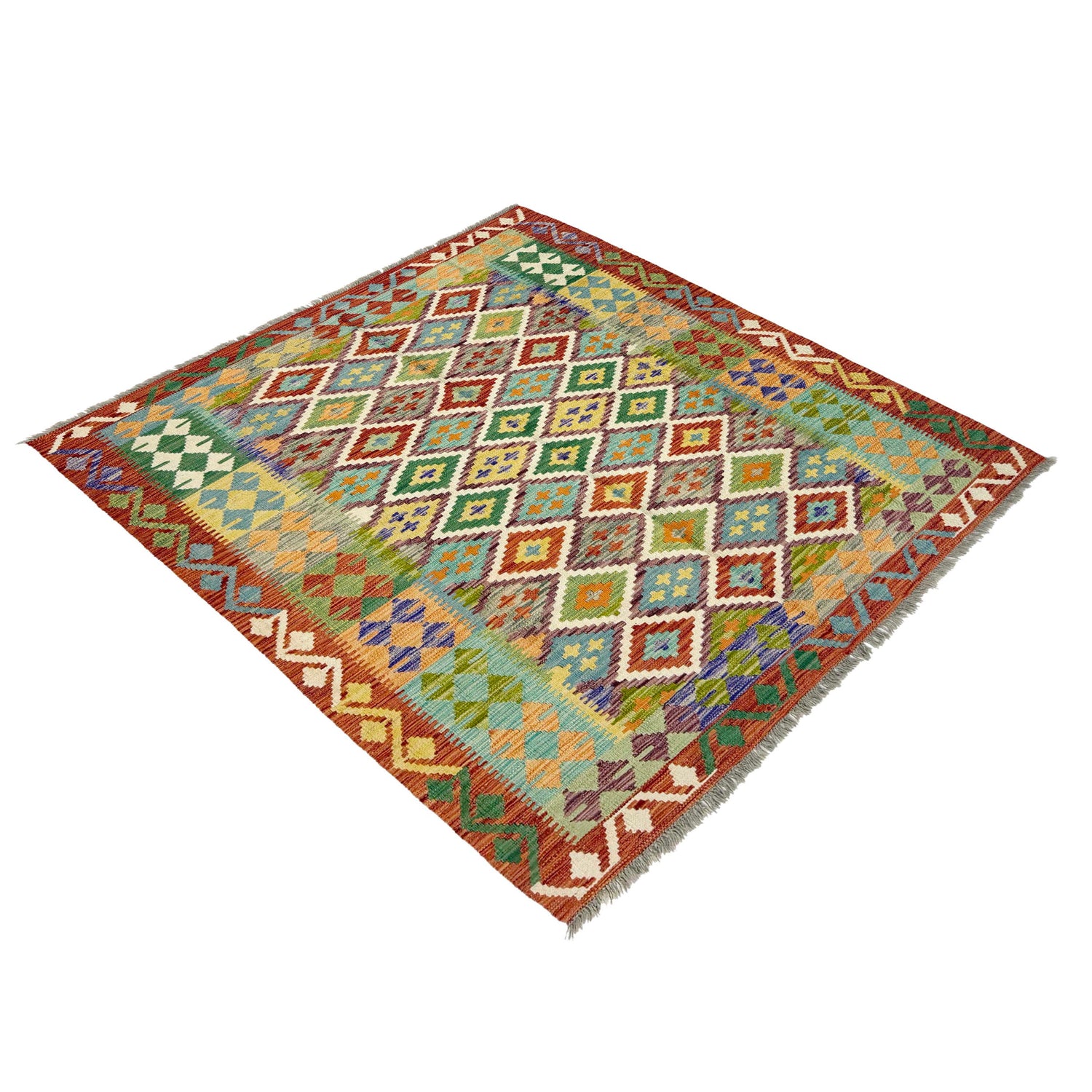 Hand Knotted Flatweave Kilim 5' 1" x 6' 4" ft / 155 x 194 cm - No. R38947