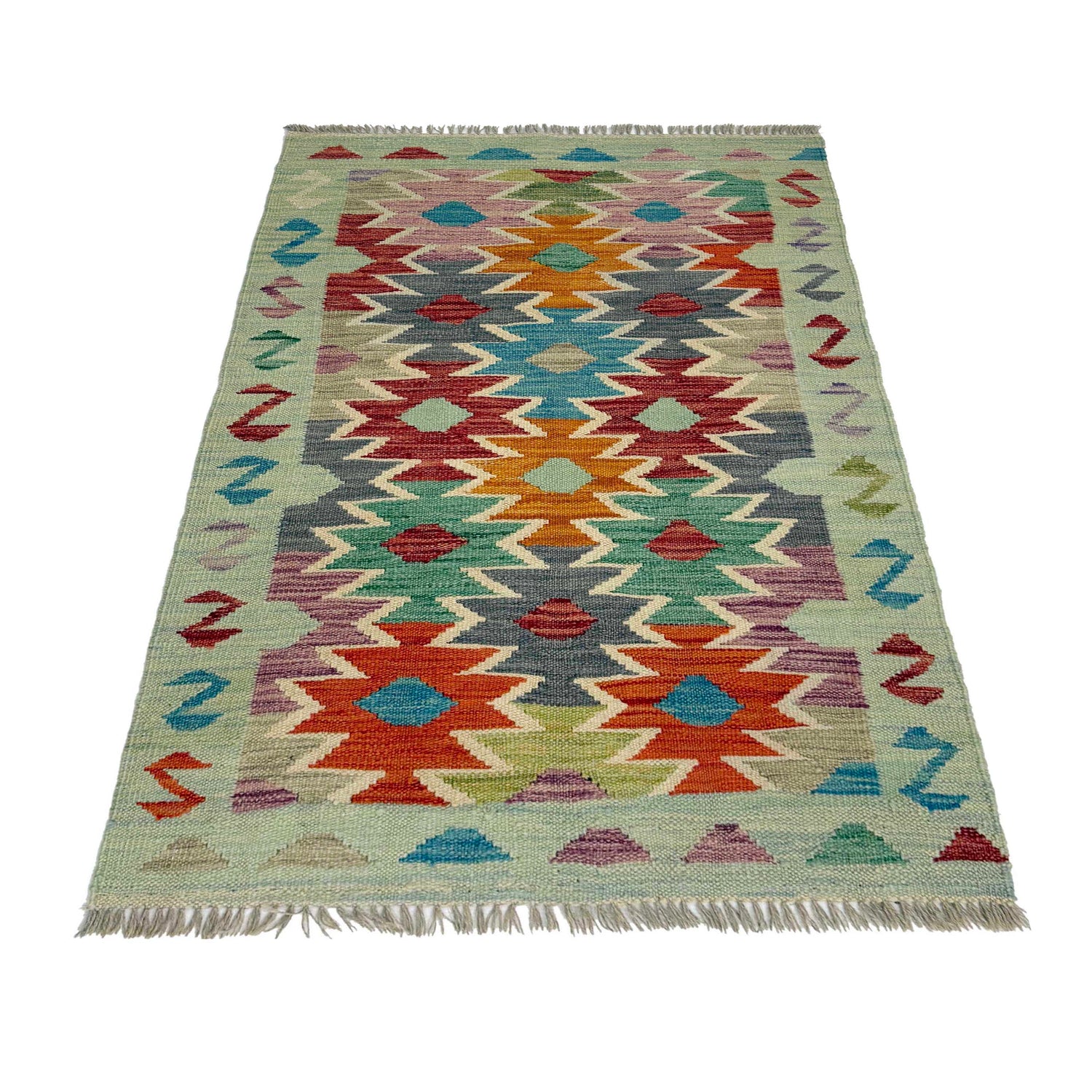 Handmade Turkish Design Wool Kilim 2' 6" x 4' 1" ft / 75 x 124 cm - No. R38948