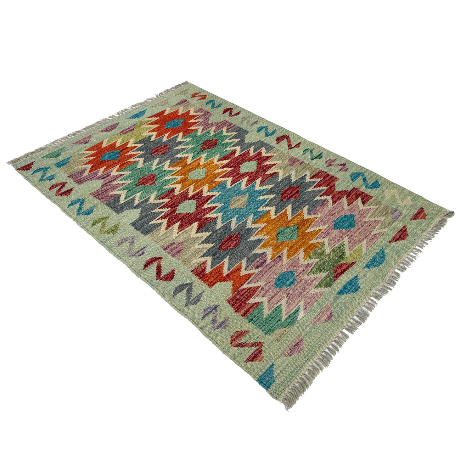 Handmade Turkish Design Wool Kilim 2' 6" x 4' 1" ft / 75 x 124 cm - No. R38948