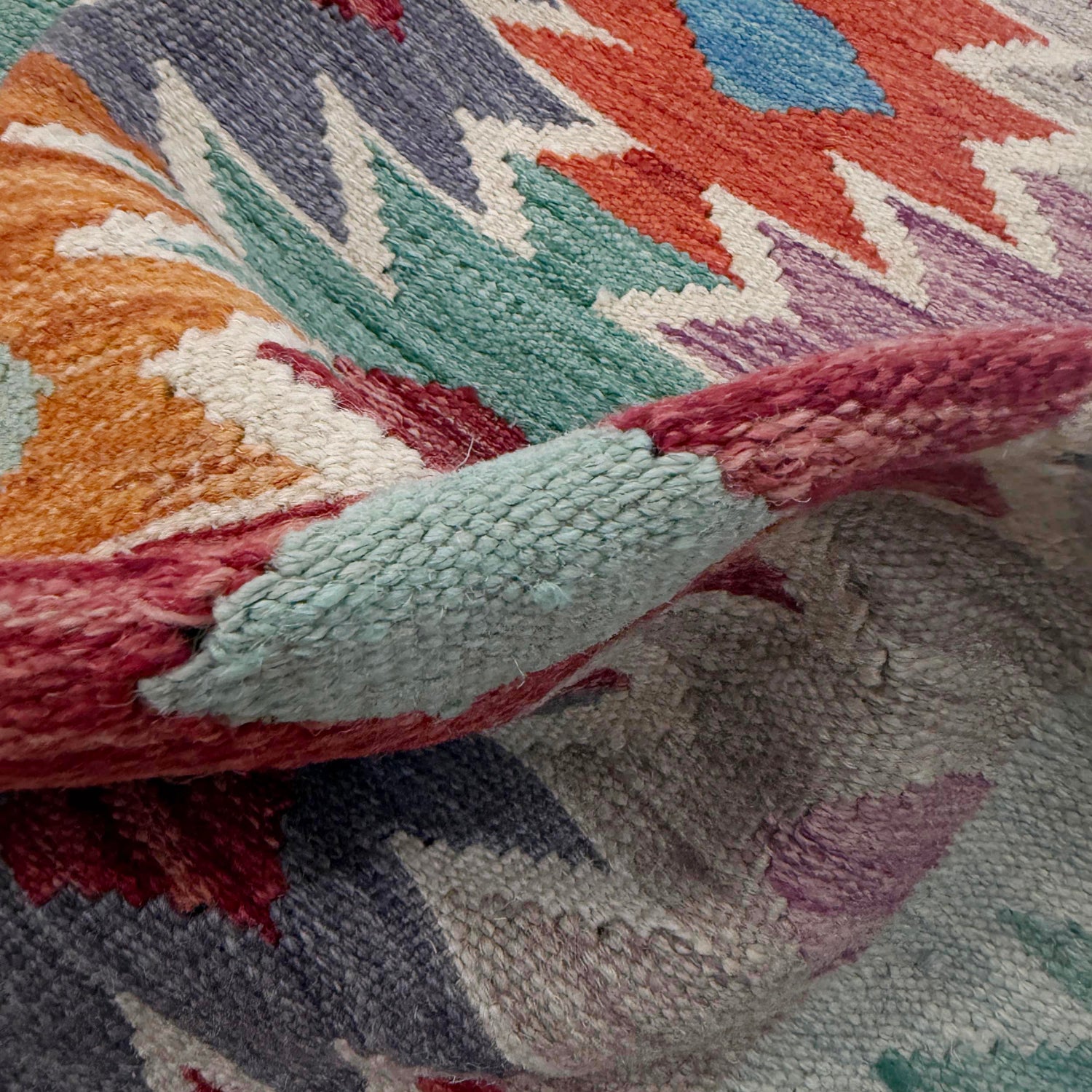 Handmade Turkish Design Wool Kilim 2' 6" x 4' 1" ft / 75 x 124 cm - No. R38948