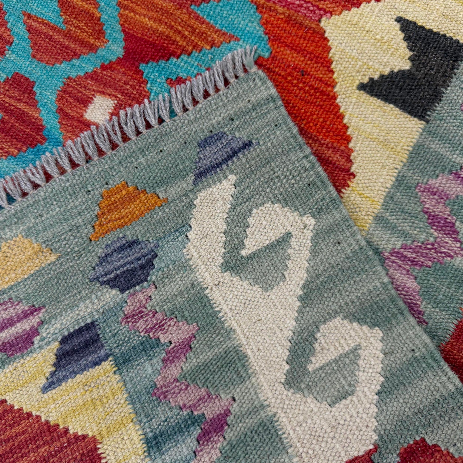 Handmade Afghan Vegetable Kilim 2' 8" x 4' 2" ft / 81 x 128 cm - No. R38952