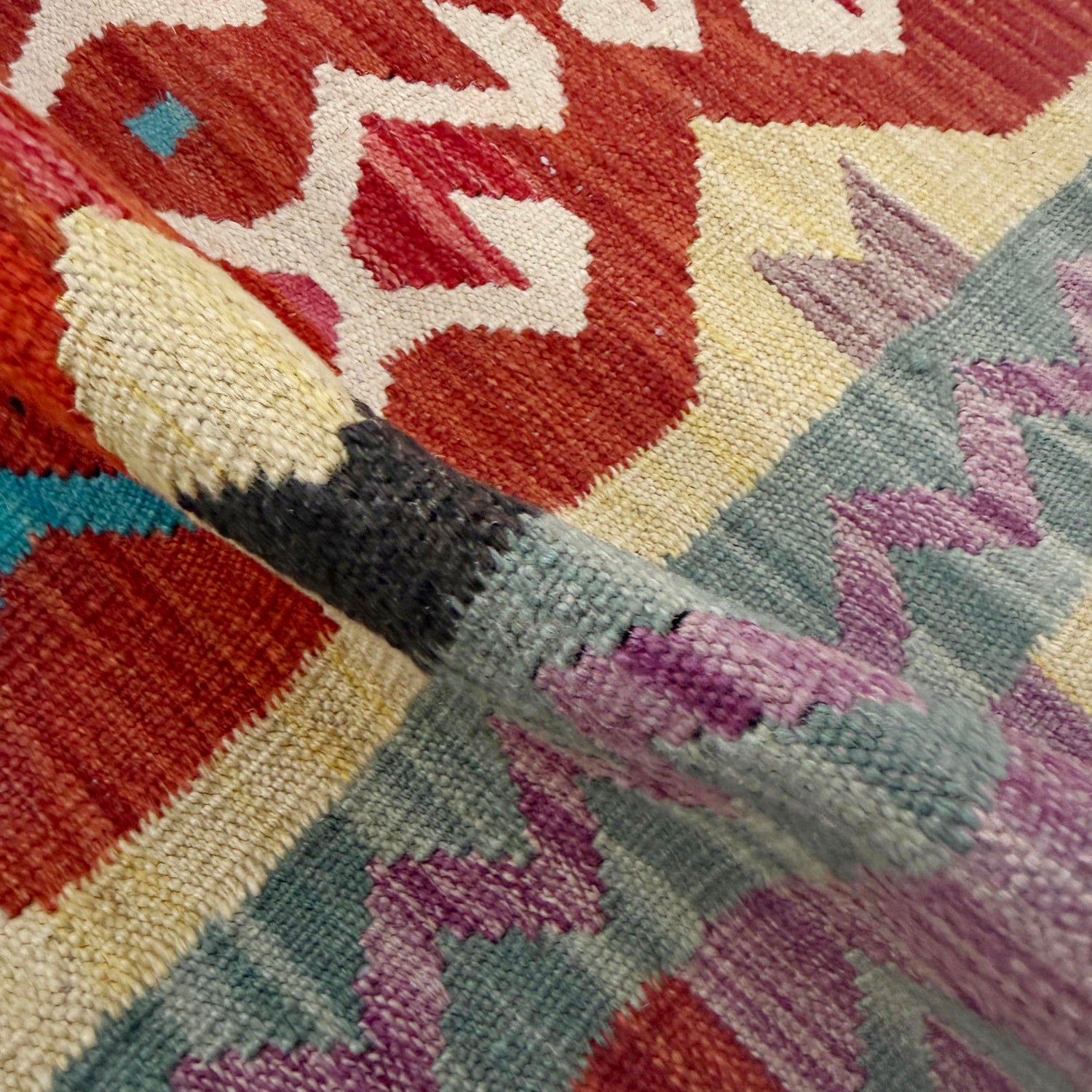 Handmade Afghan Vegetable Kilim 2' 8" x 4' 2" ft / 81 x 128 cm - No. R38952