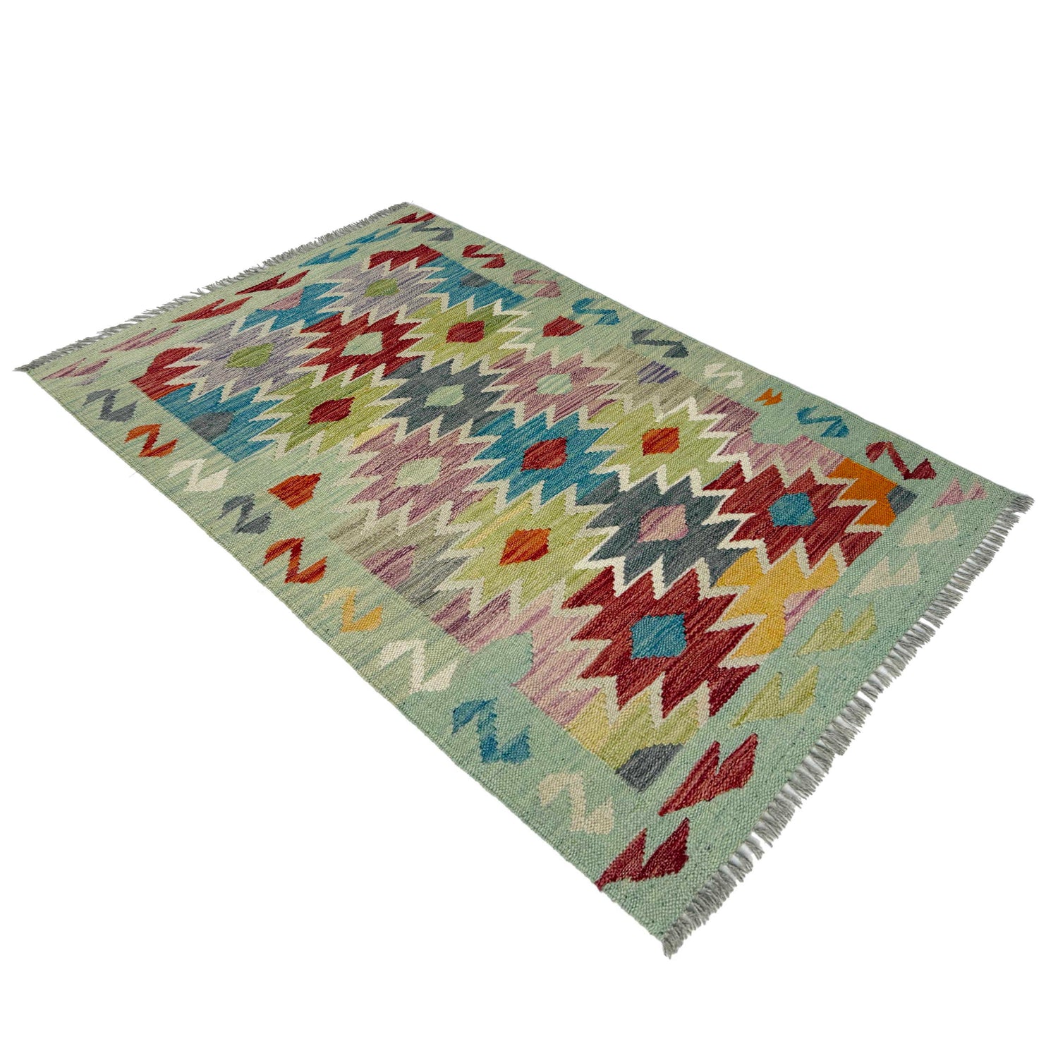 Multi Color ful Flat-Weave Wool Kilim 2' 6" x 4' 0" ft / 77 x 121 cm - No. R38954