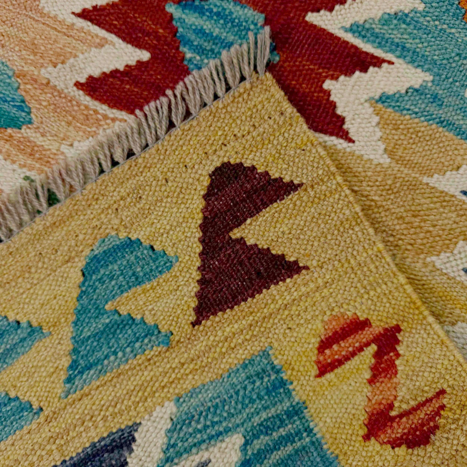 Hand Knotted Afghan Style Kilim 2' 6" x 4' 2" ft / 77 x 126 cm - No. R38957