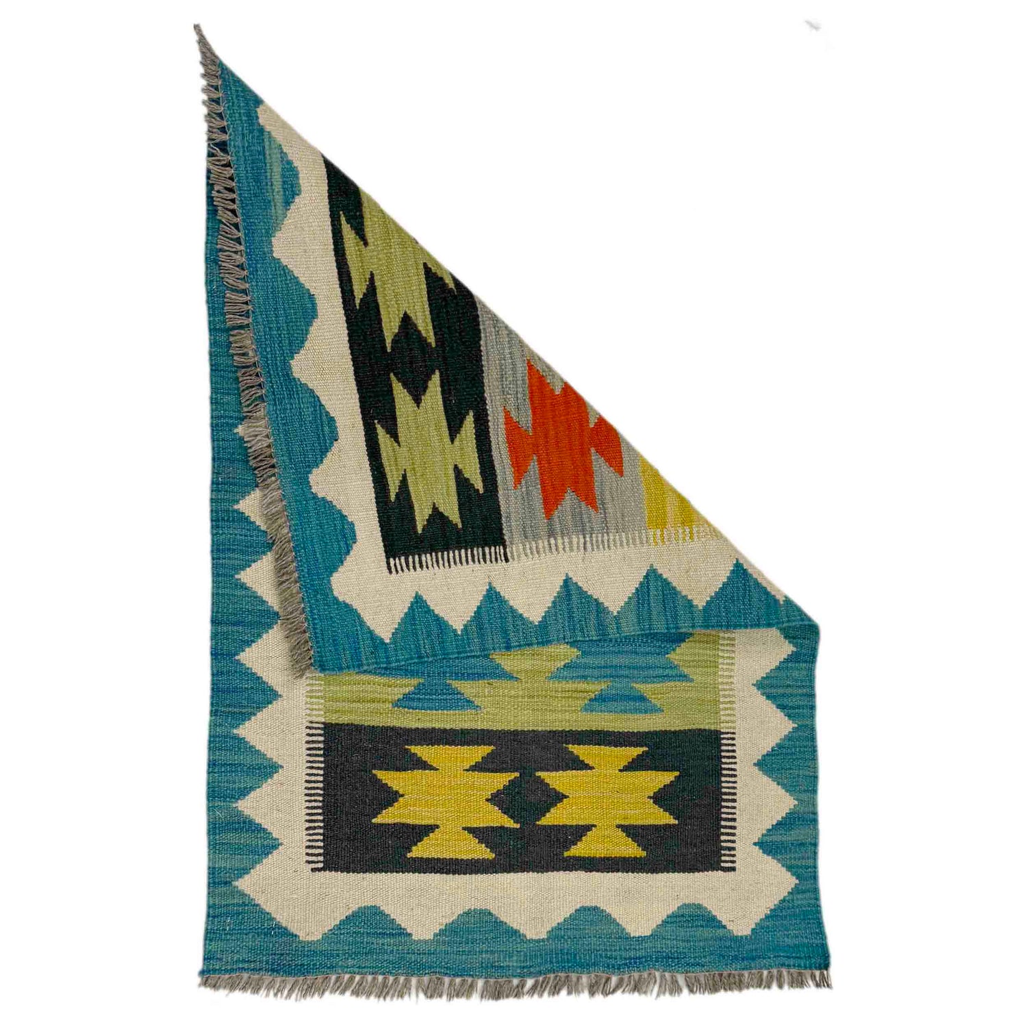 Hand Woven Wool Kelim 2' 0" x 3' 0" ft / 62 x 91 cm - No. R38959