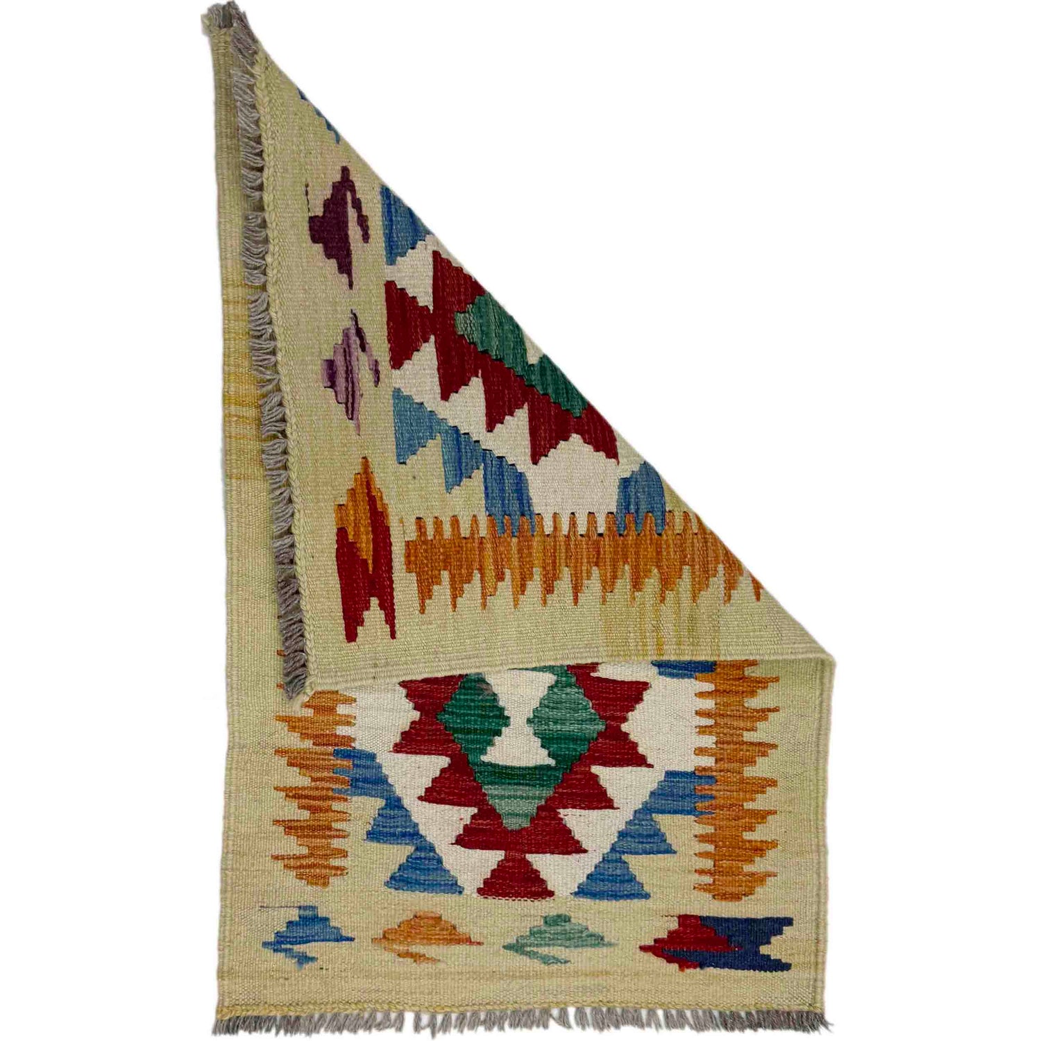 Handmade Turkish Design Wool Kilim 2' 0" x 2' 11" ft / 60 x 90 cm - No. R38960