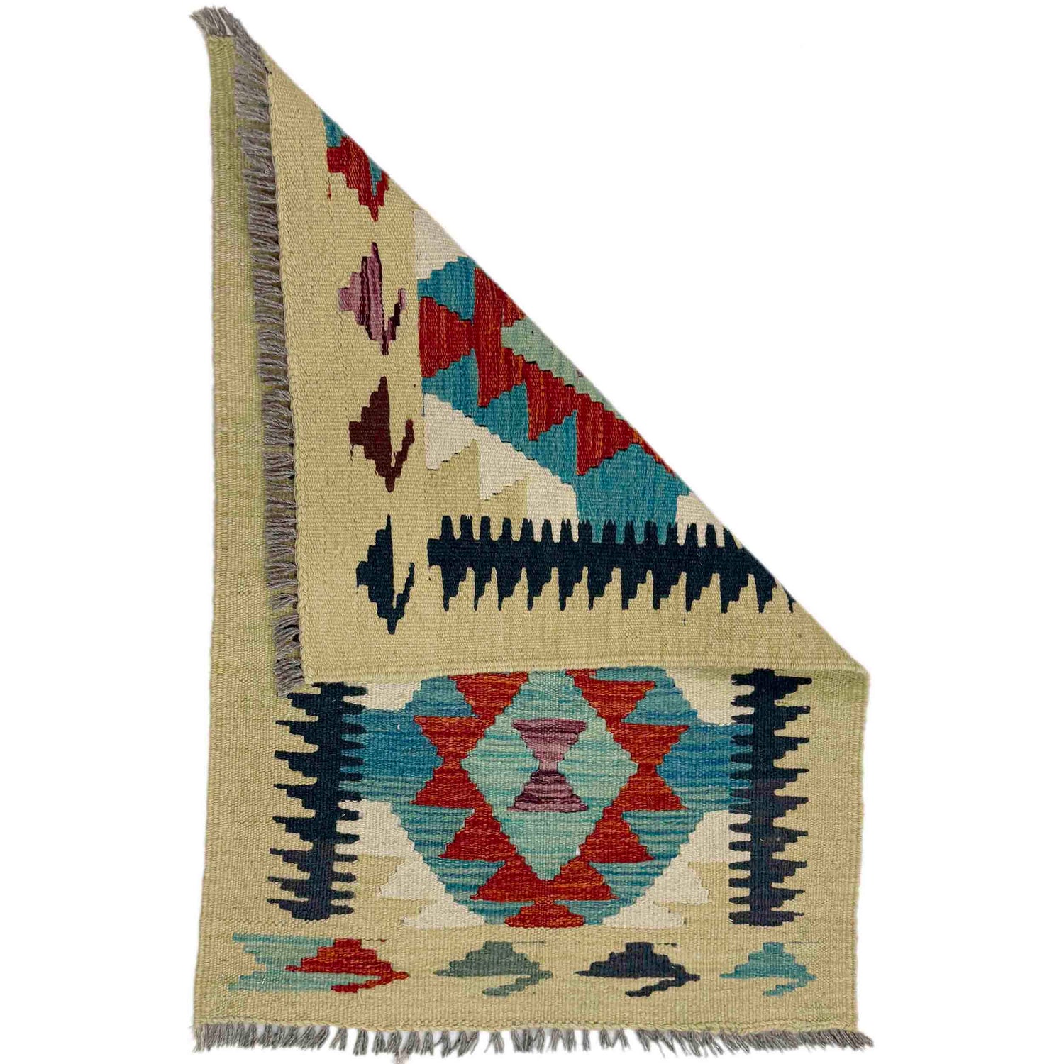 Handmade Afghan Vegetable Kilim 2' 0" x 3' 0" ft / 60 x 92 cm - No. R38963