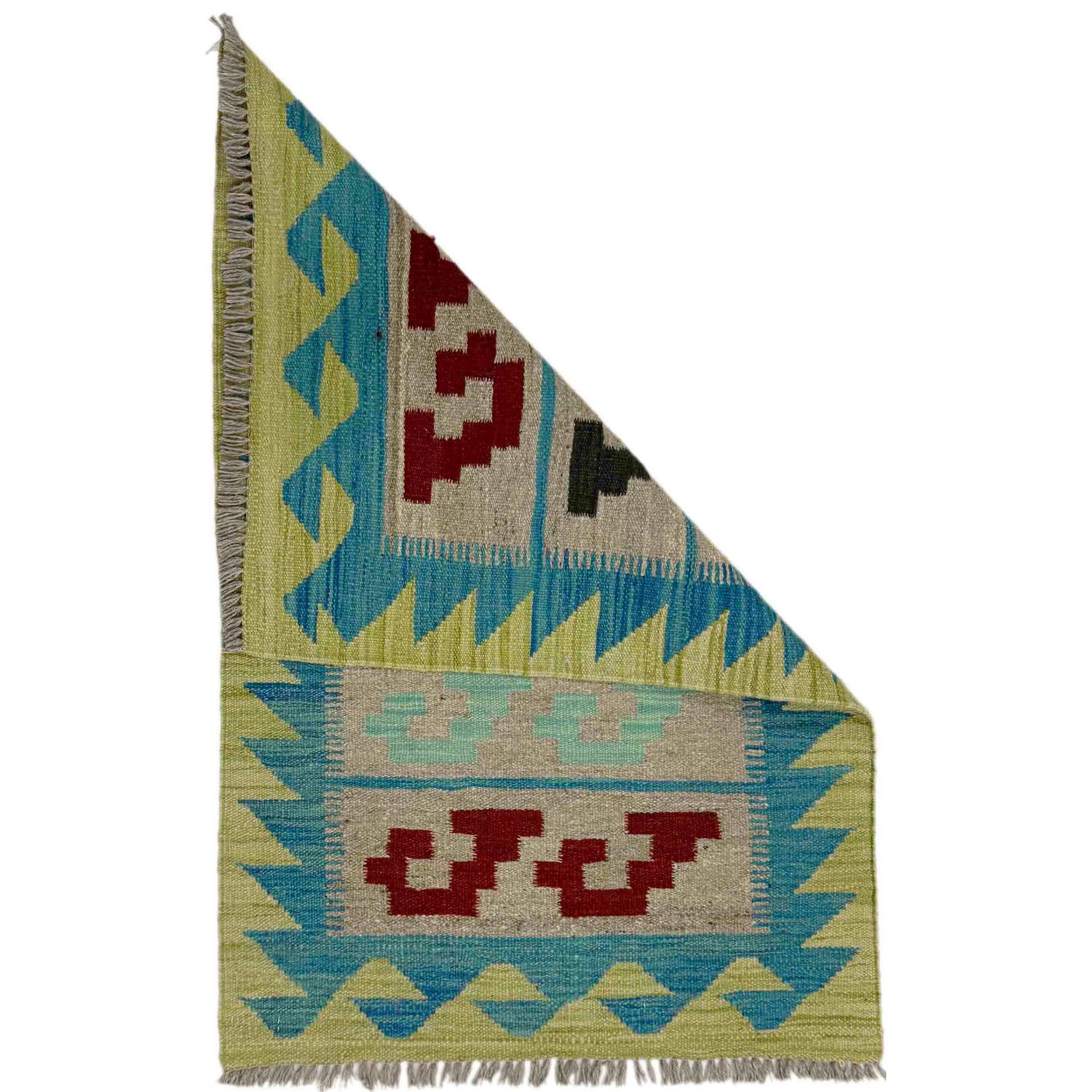 Multi Color ful Flat-Weave Wool Kilim 2' 0" x 3' 1" ft / 61 x 93 cm - No. R38966