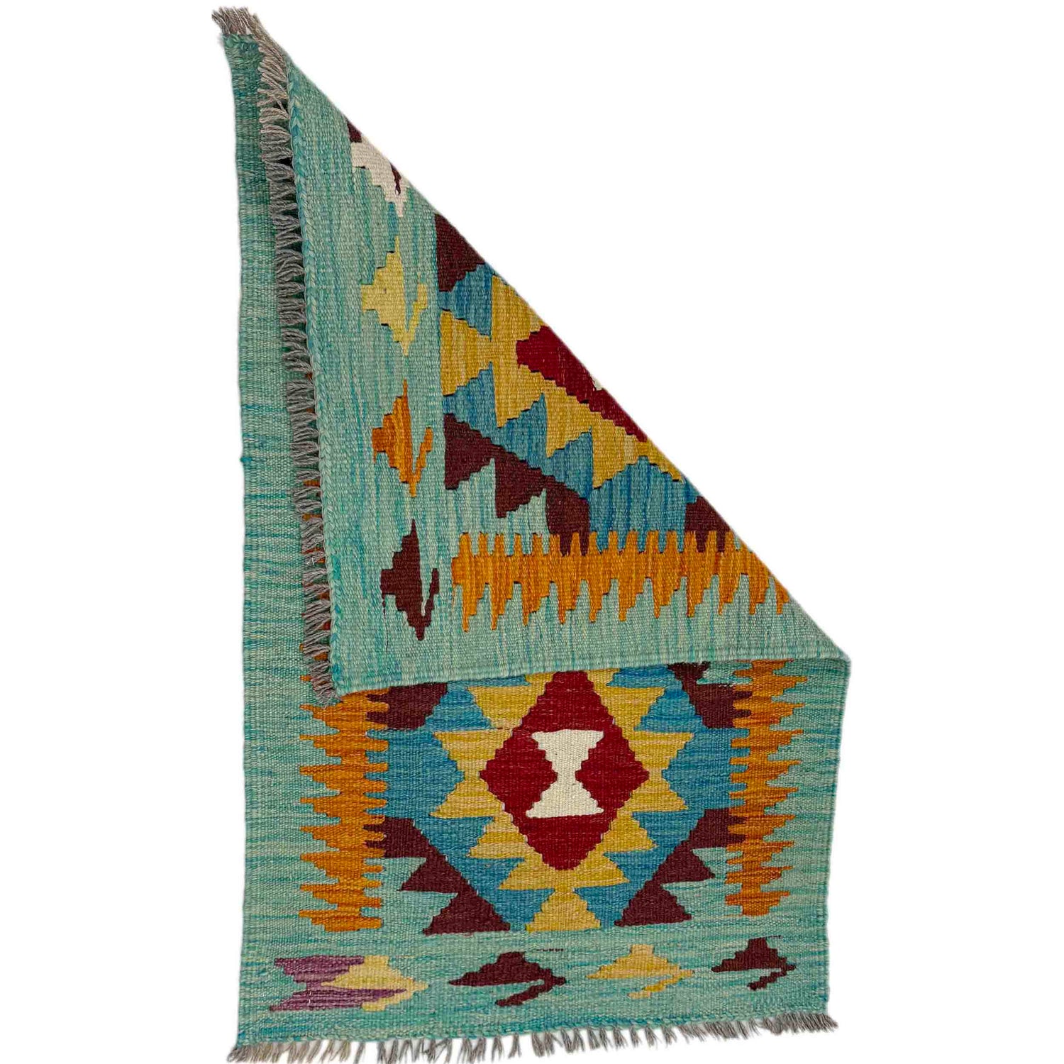 Hand Woven Wool Kelim 2' 0" x 3' 0" ft / 60 x 92 cm - No. R38970