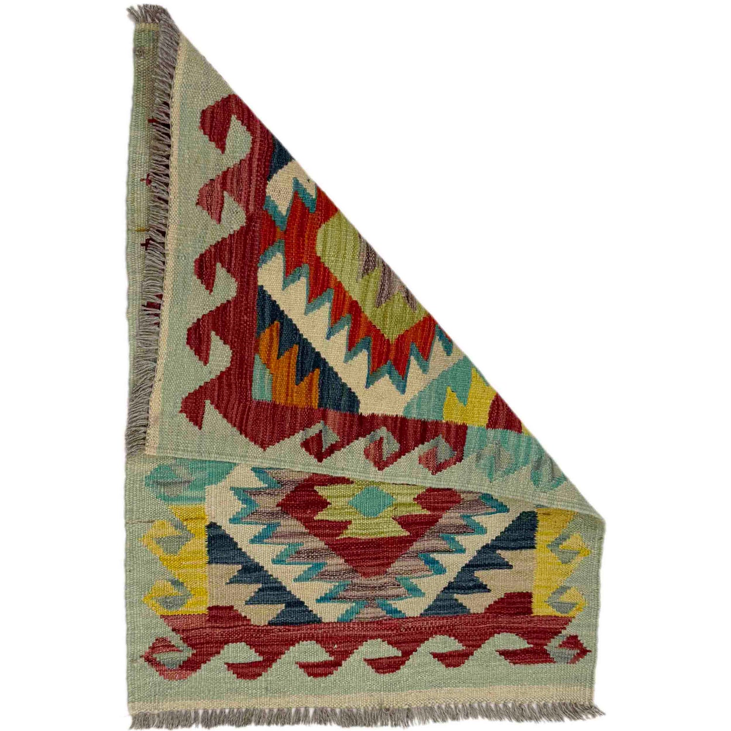 Handmade Turkish Design Wool Kilim 1' 11" x 2' 10" ft / 58 x 86 cm - No. R38971