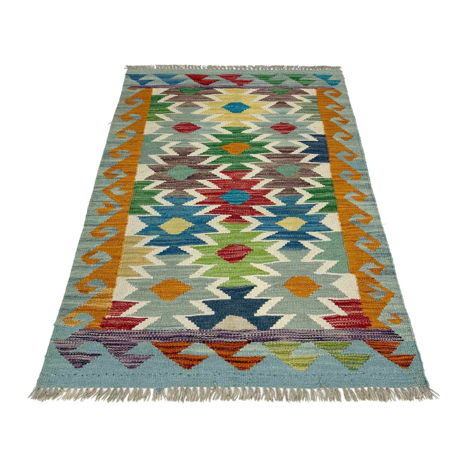 Hand Woven Wool Kelim 2' 7" x 4' 1" ft / 78 x 125 cm - No. R38977