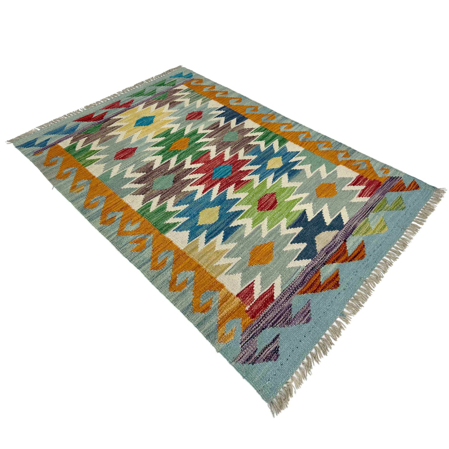 Hand Woven Wool Kelim 2' 7" x 4' 1" ft / 78 x 125 cm - No. R38977