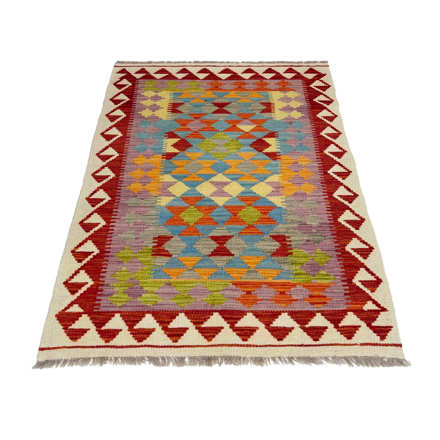 Hand Made Afghan Kilim 3' 0" x 4' 10" ft / 92 x 148 cm - No. R38980