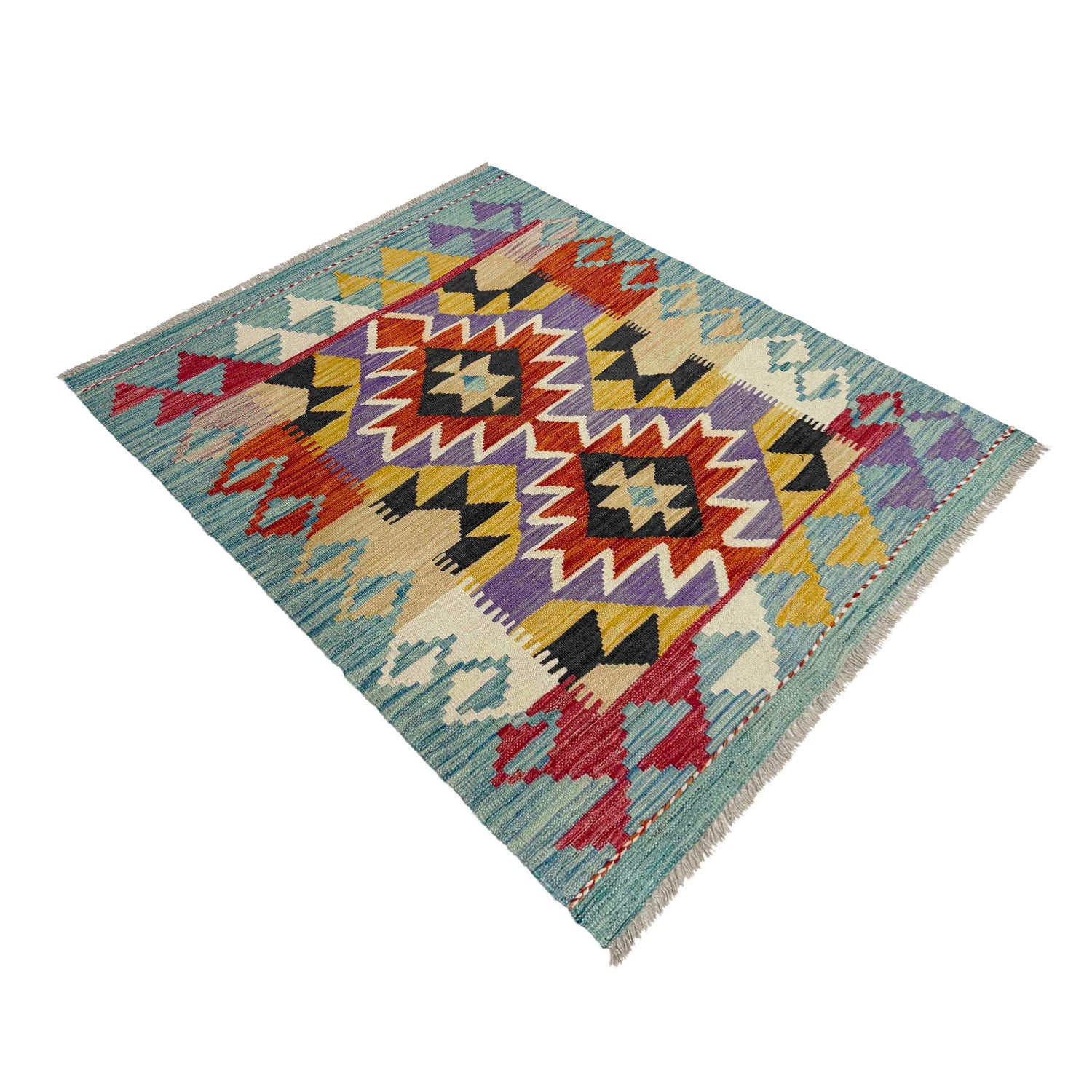 Handmade Vegetable Kilim 3' 6" x 4' 9" ft / 106 x 145 cm - No. R38982