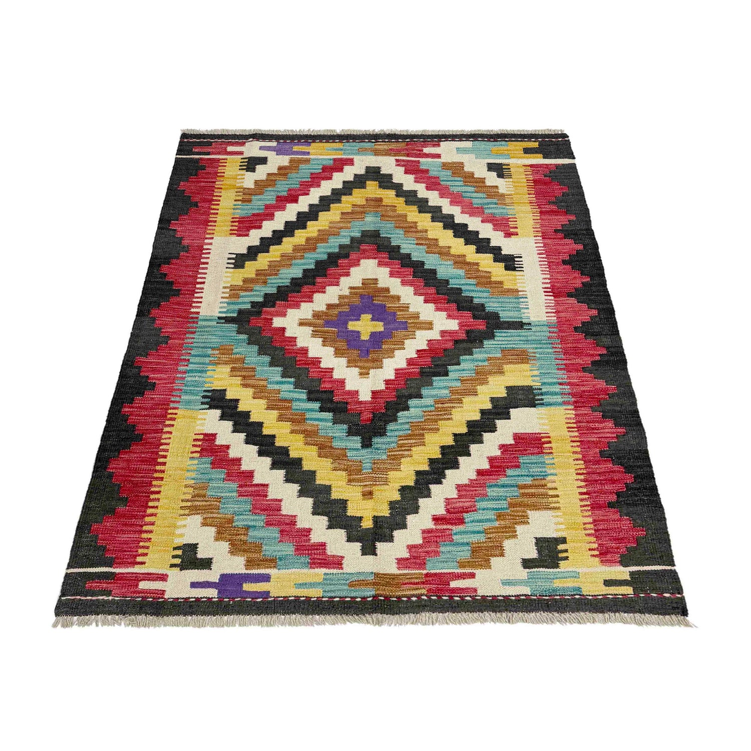 Handmade Vegetable Kelim 3' 10" x 5' 1" ft / 116 x 155 cm - No. R38983