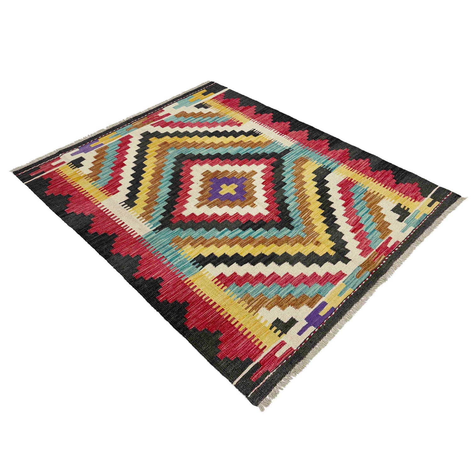 Handmade Vegetable Kelim 3' 10" x 5' 1" ft / 116 x 155 cm - No. R38983