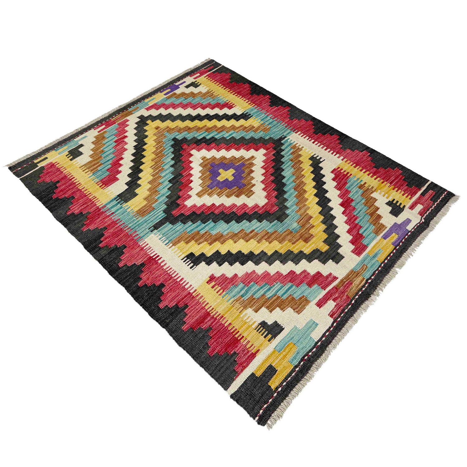 Handmade Vegetable Kelim 3' 10" x 5' 1" ft / 116 x 155 cm - No. R38983