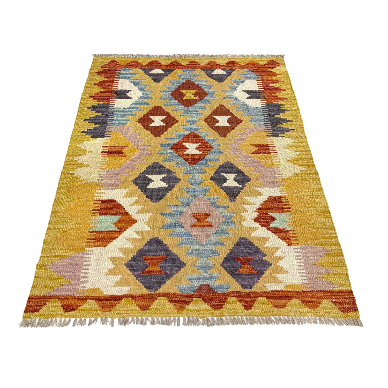 Handmade Turkish Design Wool Kilim 2' 10" x 4' 2" ft / 86 x 126 cm - No. R38987
