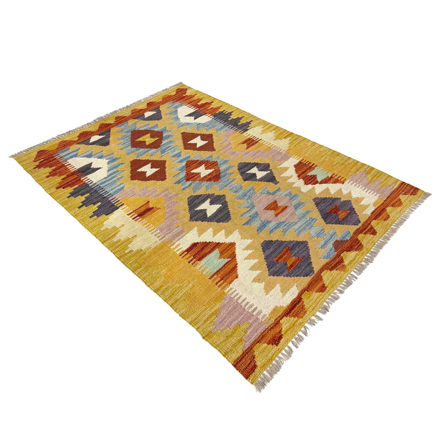 Handmade Turkish Design Wool Kilim 2' 10" x 4' 2" ft / 86 x 126 cm - No. R38987