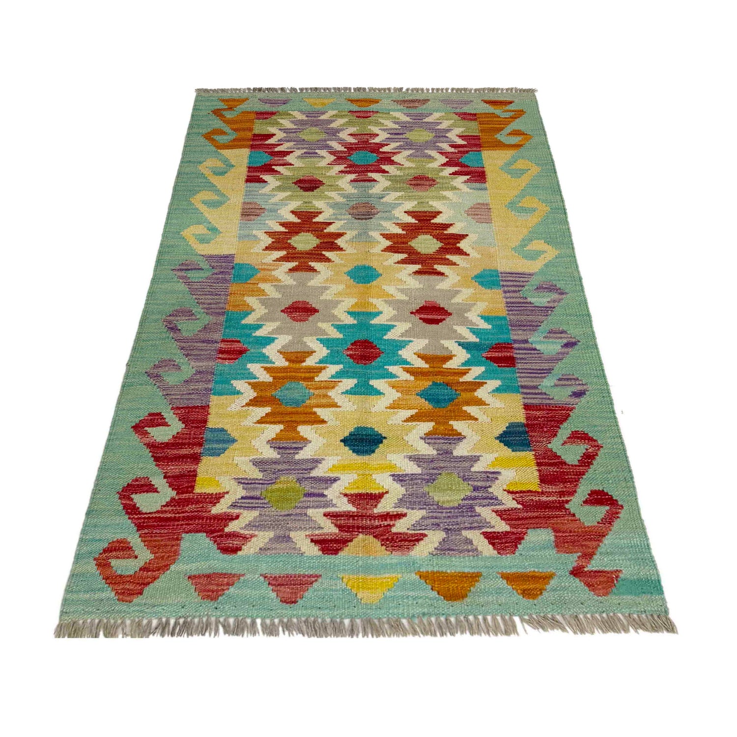 Hand Knotted Flatweave Kilim 2' 7" x 4' 1" ft / 78 x 124 cm - No. R38989
