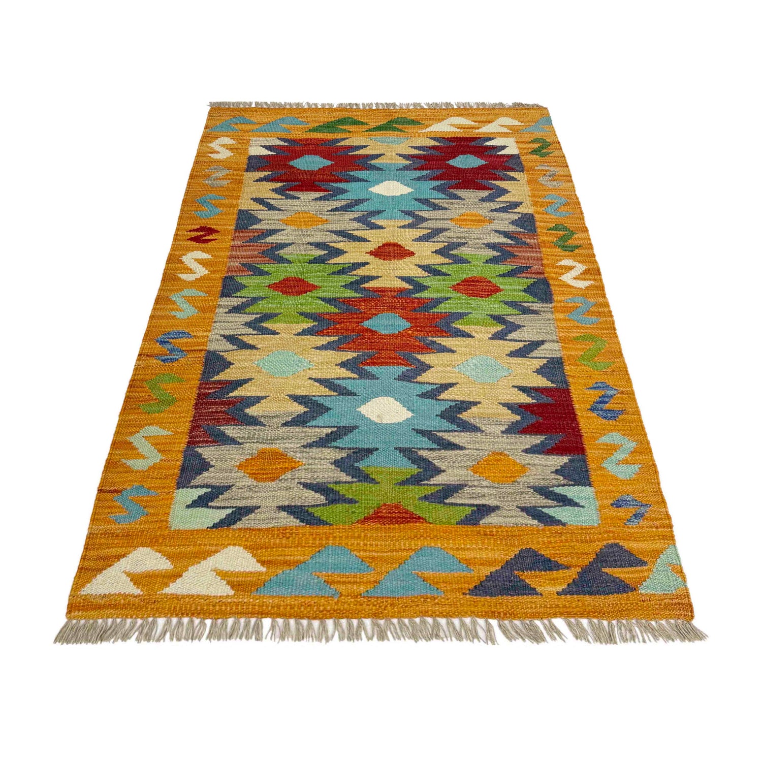 Handmade Afghan Vegetable Kilim 2' 7" x 4' 0" ft / 79 x 123 cm - No. R38990