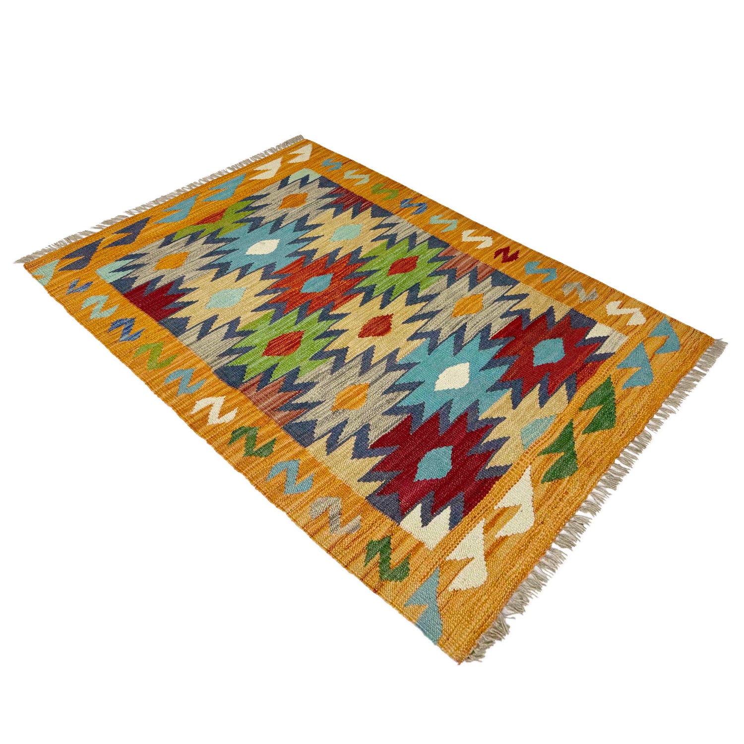 Handmade Afghan Vegetable Kilim 2' 7" x 4' 0" ft / 79 x 123 cm - No. R38990