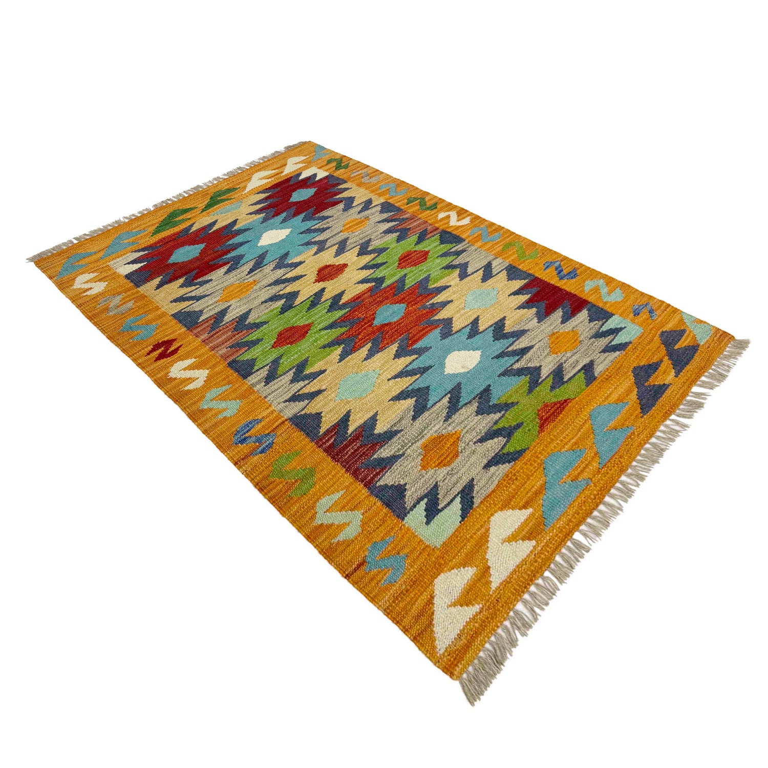 Handmade Afghan Vegetable Kilim 2' 7" x 4' 0" ft / 79 x 123 cm - No. R38990