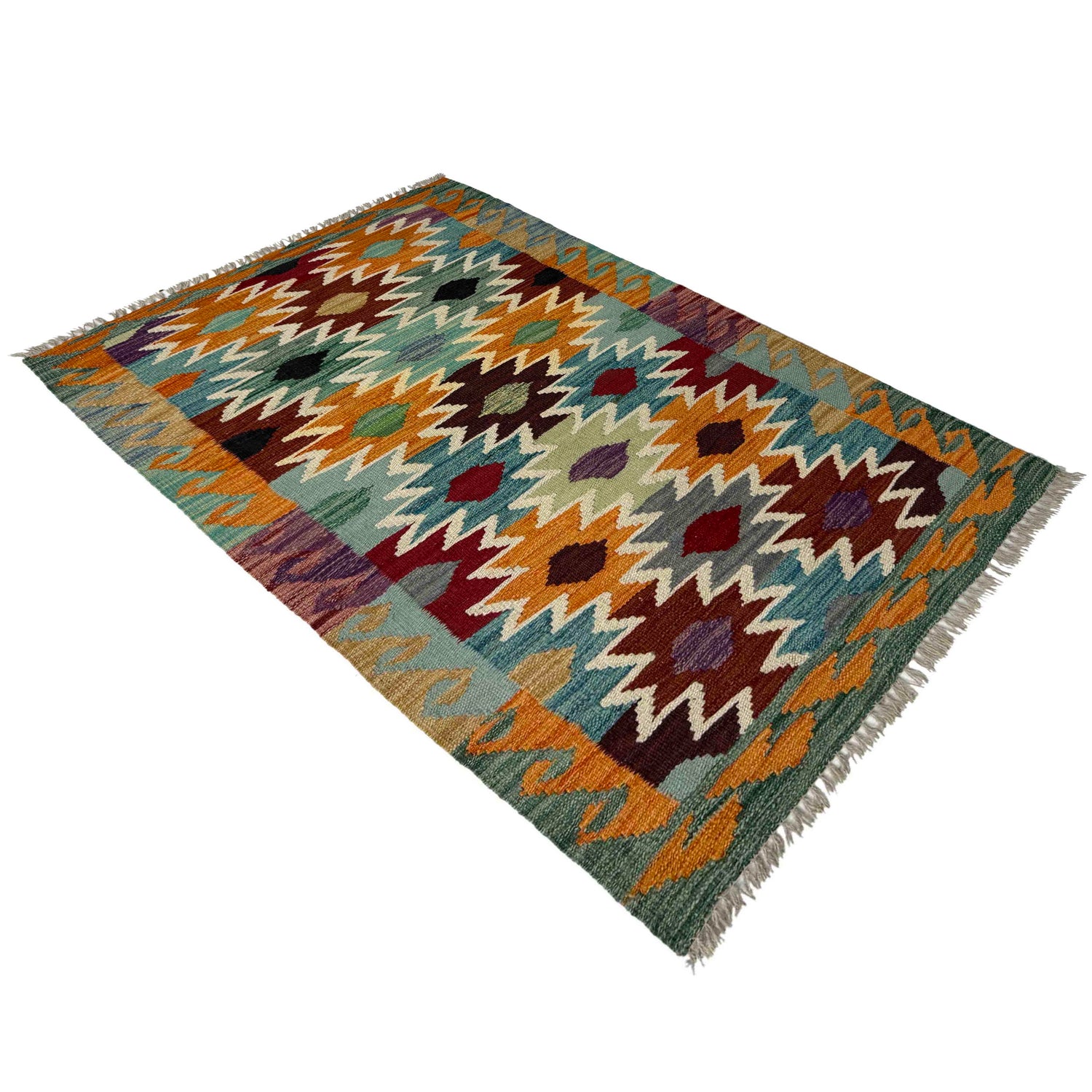 Handmade Afghan Vegetable Kilim 2' 7" x 3' 11" ft / 80 x 120 cm - No. R38992