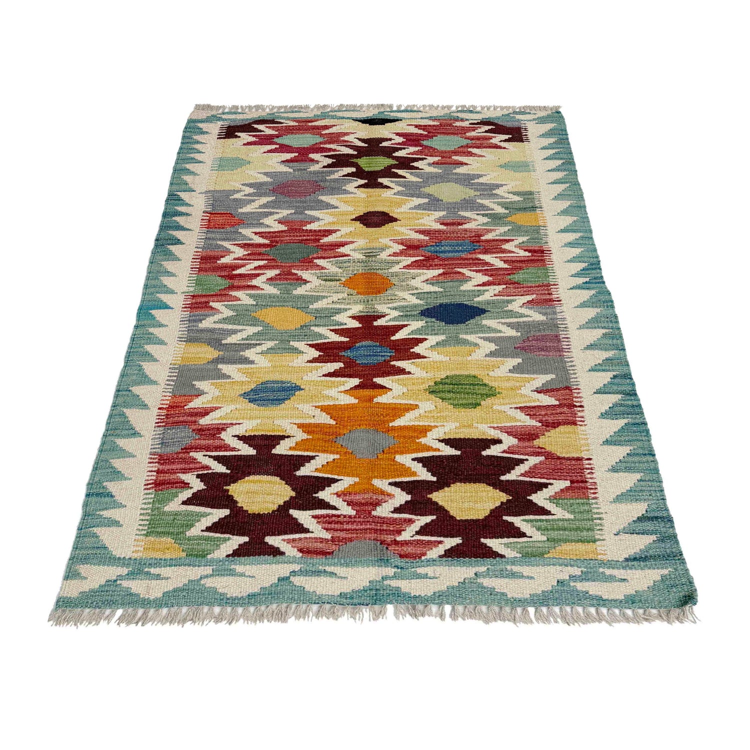 Hand Woven Wool Kelim 2' 8" x 3' 11" ft / 81 x 120 cm - No. R38993