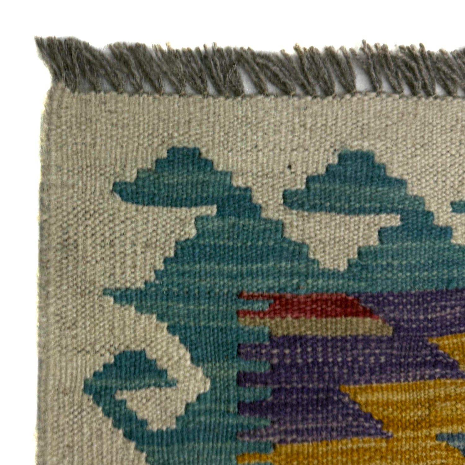 Multi Color ful Flat-Weave Wool Kilim 2' 7" x 3' 10" ft / 80 x 118 cm - No. R38995