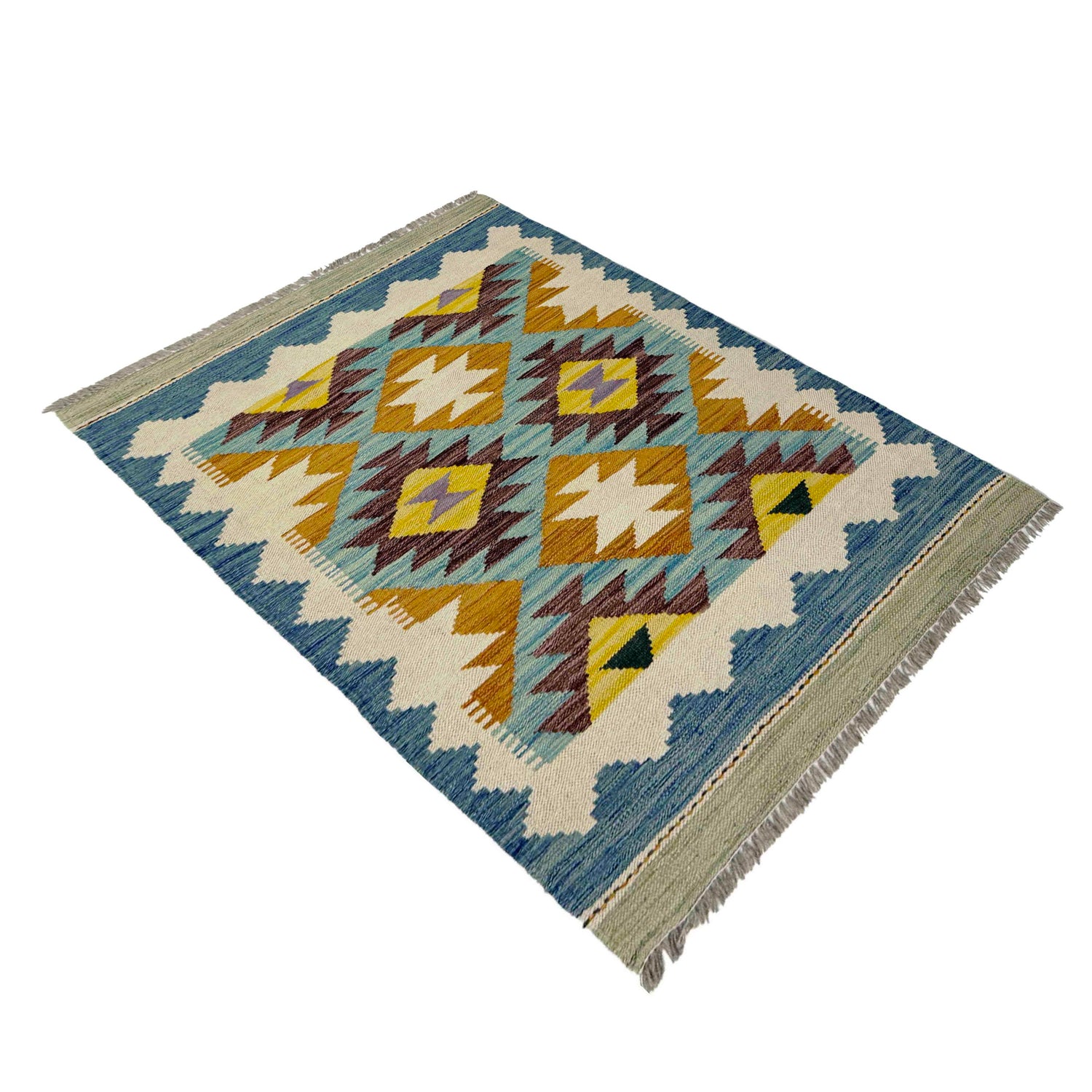 Multi Color ful Flat-Weave Wool Kilim 2' 10" x 3' 11" ft / 86 x 120 cm - No. R38997