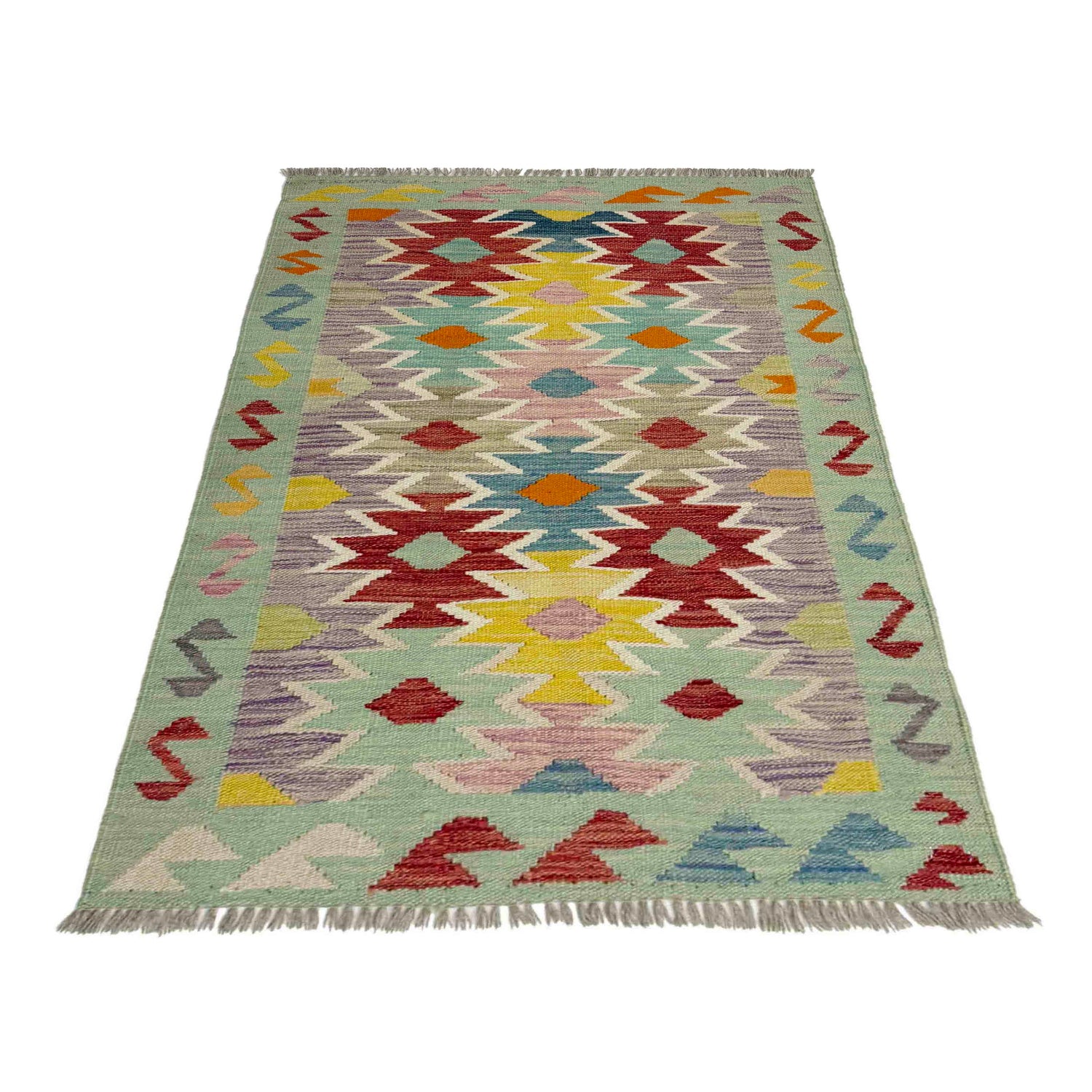 Hand Knotted Afghan Style Kilim 2' 7" x 4' 0" ft / 79 x 123 cm - No. R39001