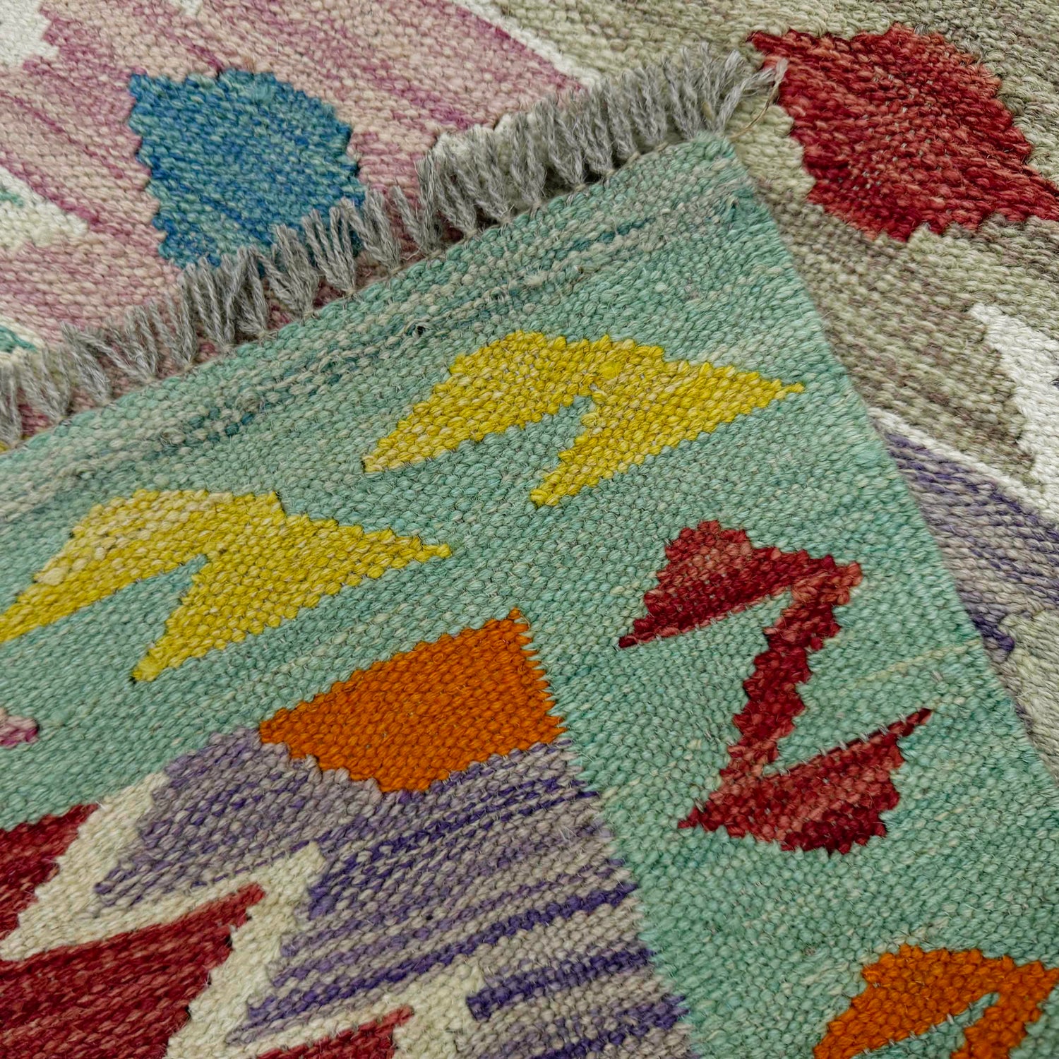Hand Knotted Afghan Style Kilim 2' 7" x 4' 0" ft / 79 x 123 cm - No. R39001